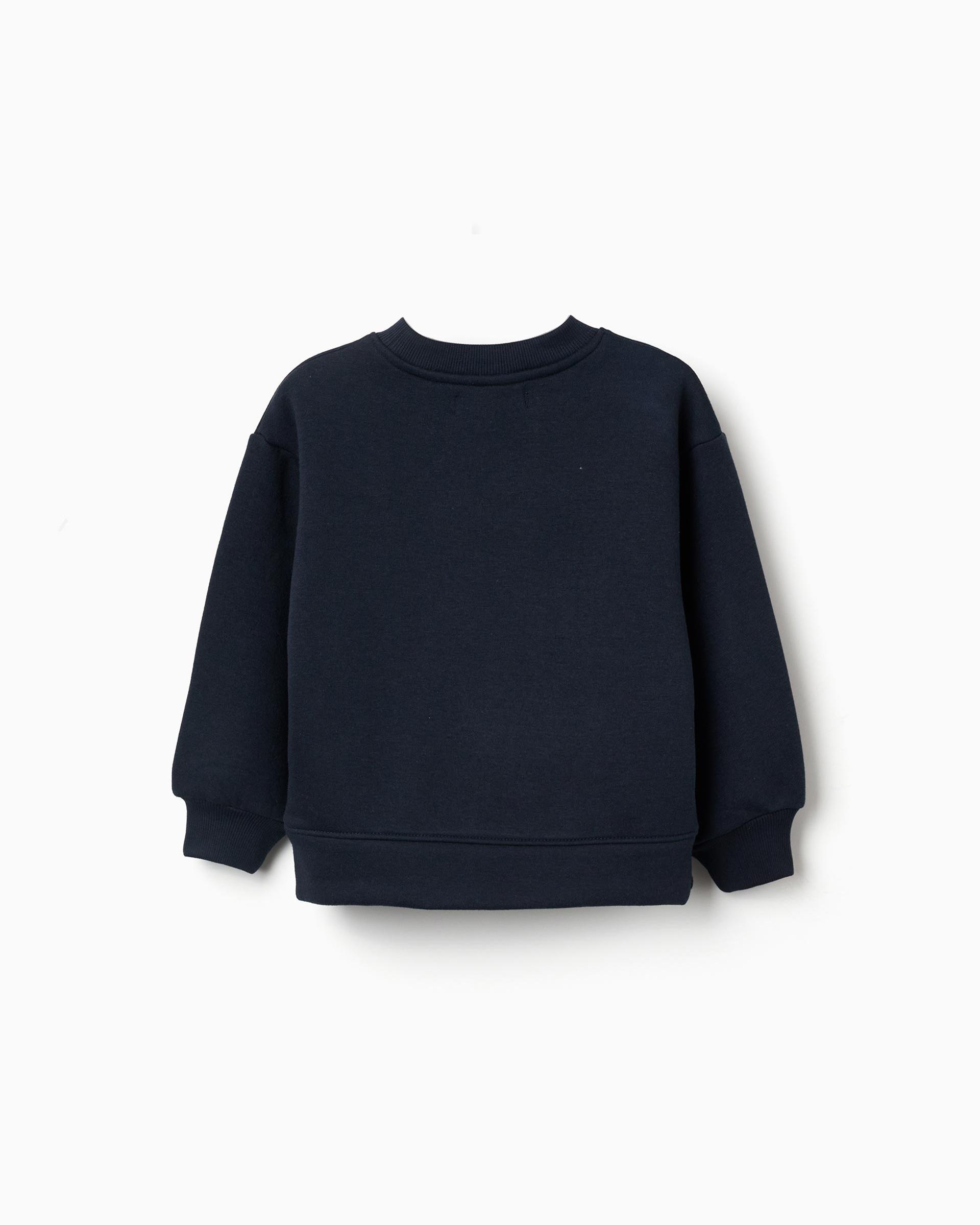 Sudadera de niña perchada y con motivo de arte y naturaleza - Zippy - Azul marino Azul marino-3