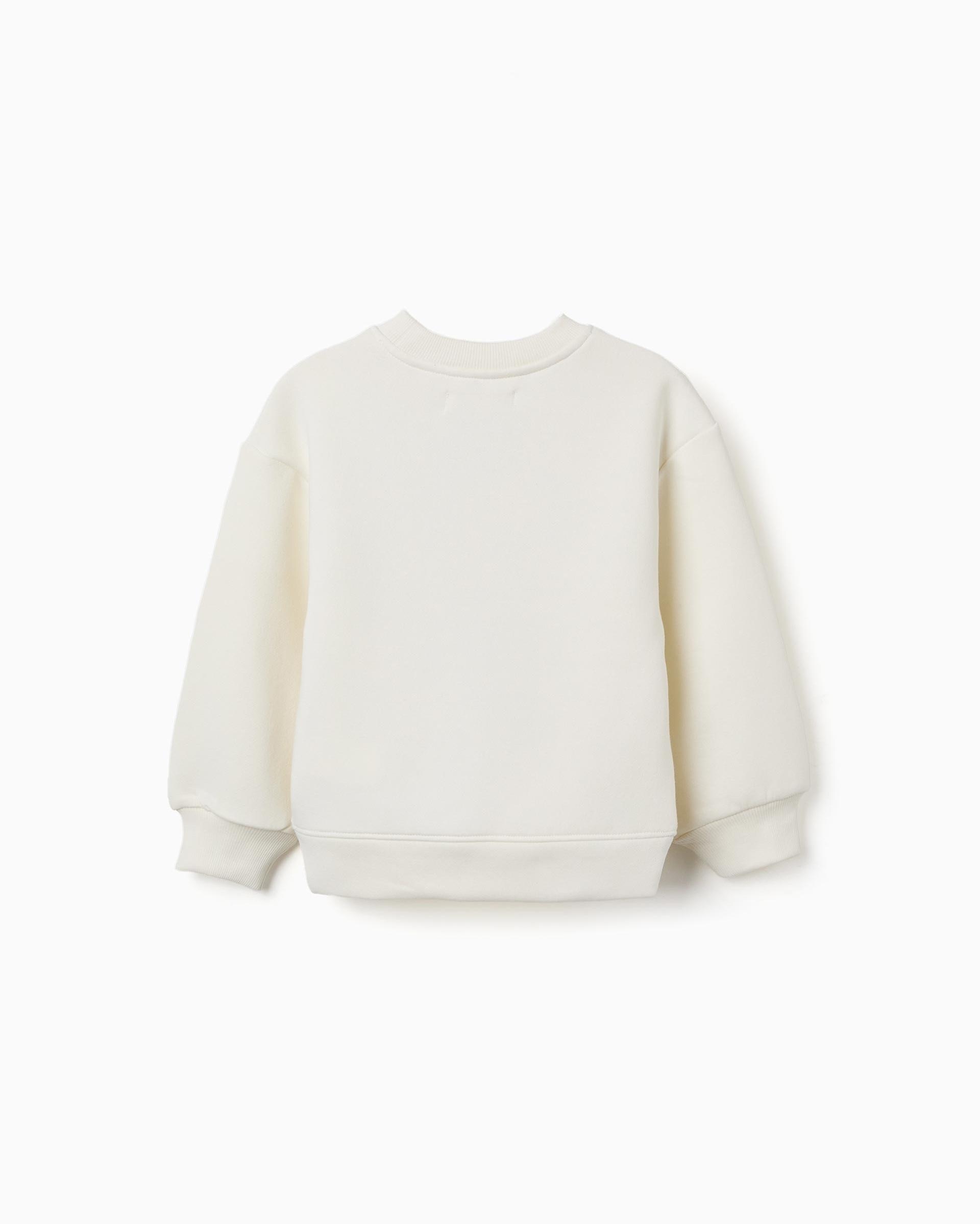 Sudadera de niña perchada y con motivo de arte y naturaleza - Zippy - Blanco Blanco-3