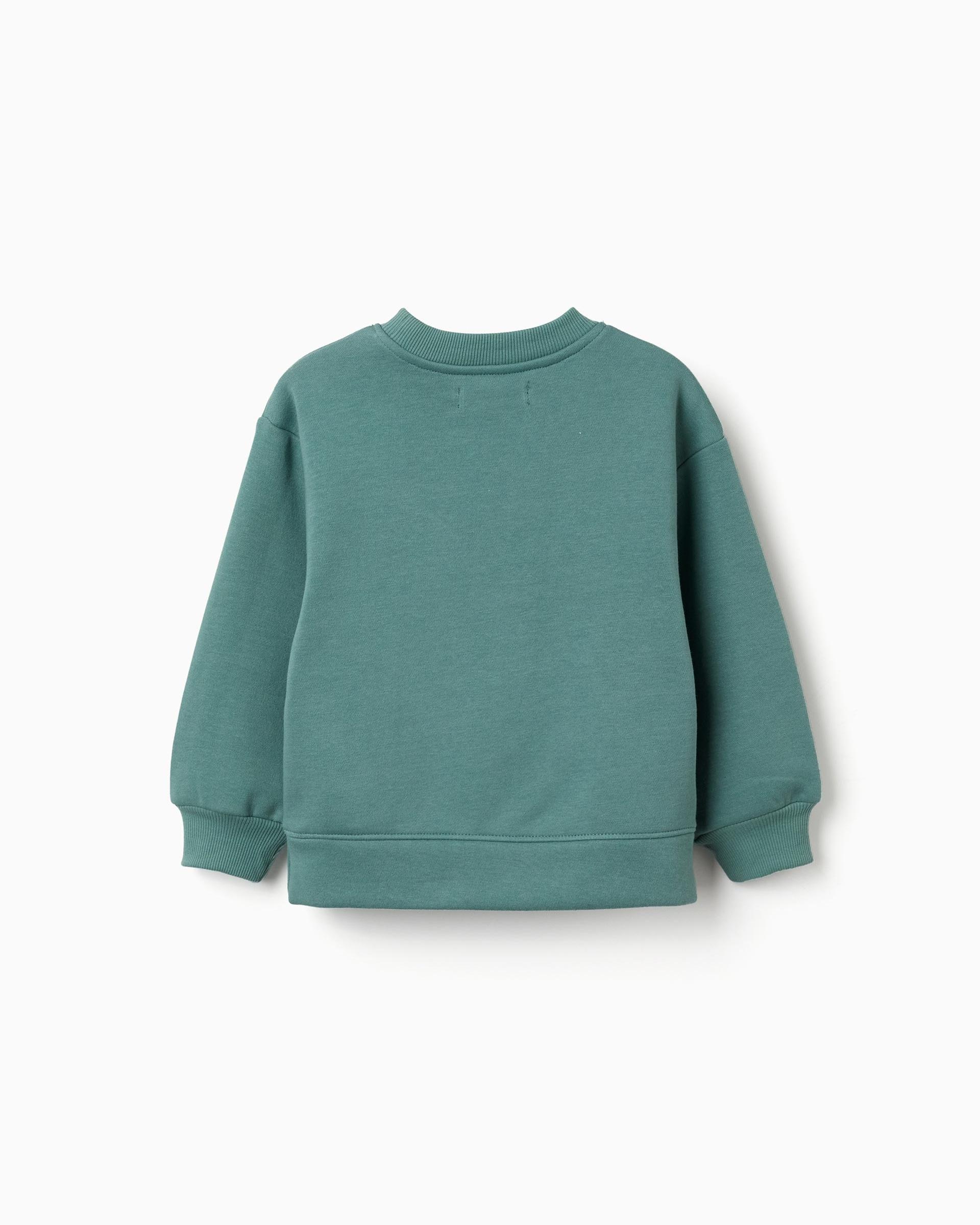 Sudadera de niña perchada y con motivo de arte y naturaleza - Zippy - Verde claro Verde claro-3