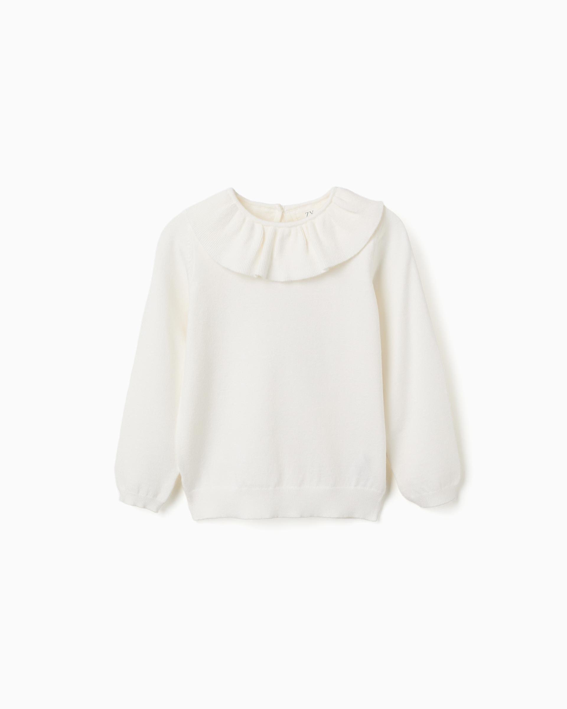 Jersey de niña de punto y con volantes - Zippy - Blanco Blanco-1