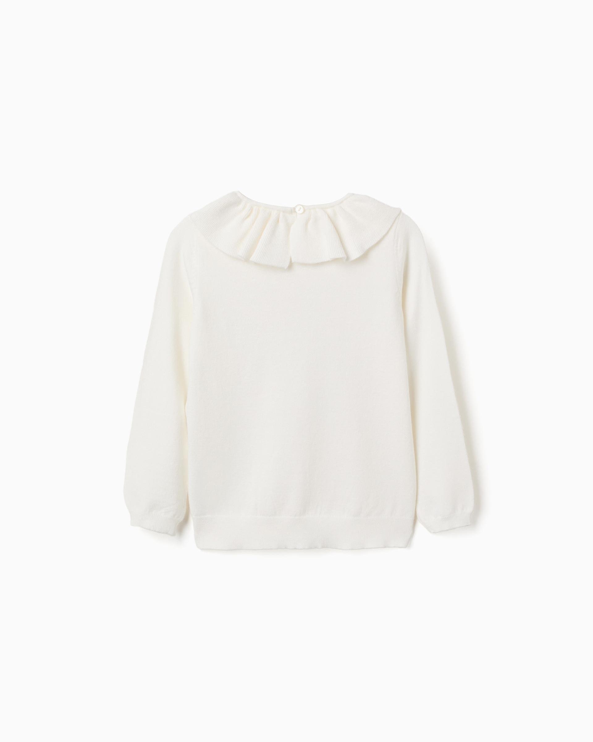 Jersey de niña de punto y con volantes - Zippy - Blanco Blanco-3