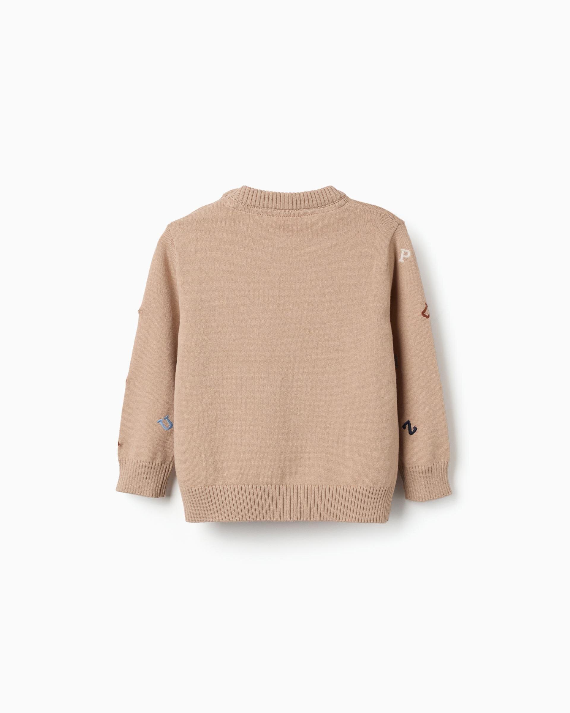 Jersey de bebé niño de punto y con letras bordadas - Zippy - Beige Beige-3