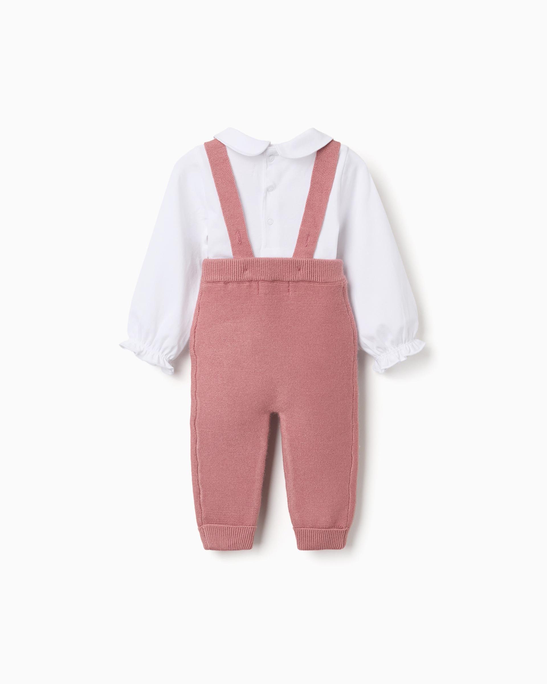 Conjunto de bebé niña con bordado y de punto - Zippy - Rosa Rosa-3