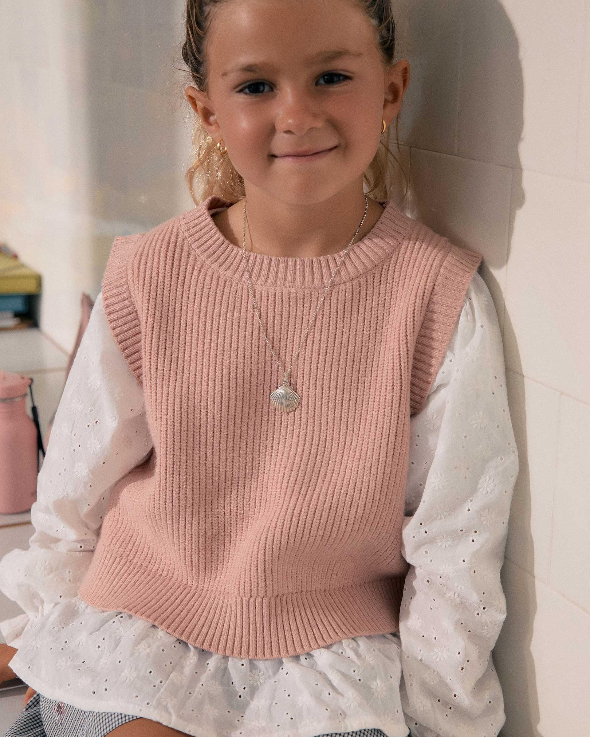 Jersey de niña de punto y con bordado inglés - Zippy - Rosa Rosa-1