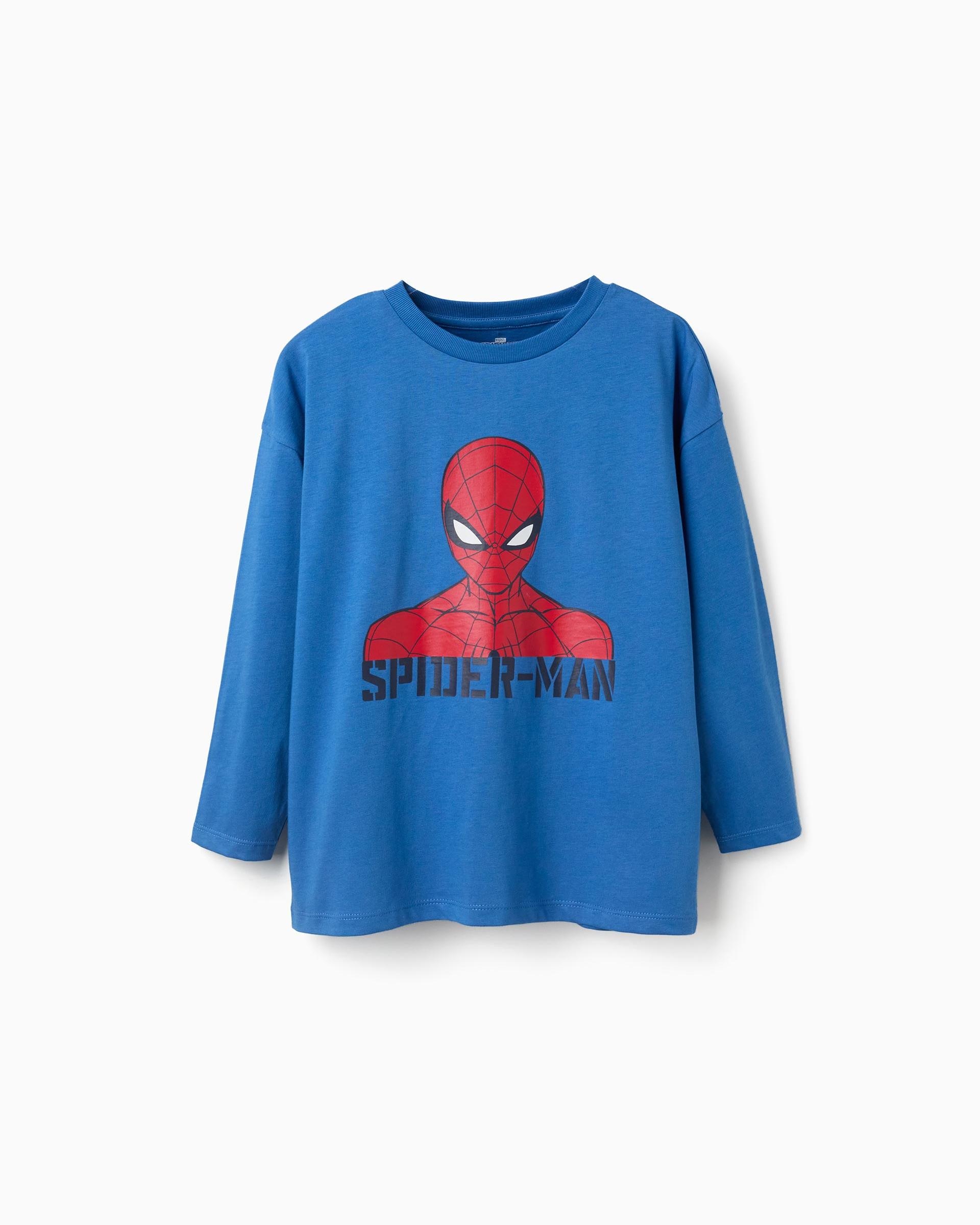 Imagen 1 de Camiseta de niño 100% algodón y con estampado spider man Azul