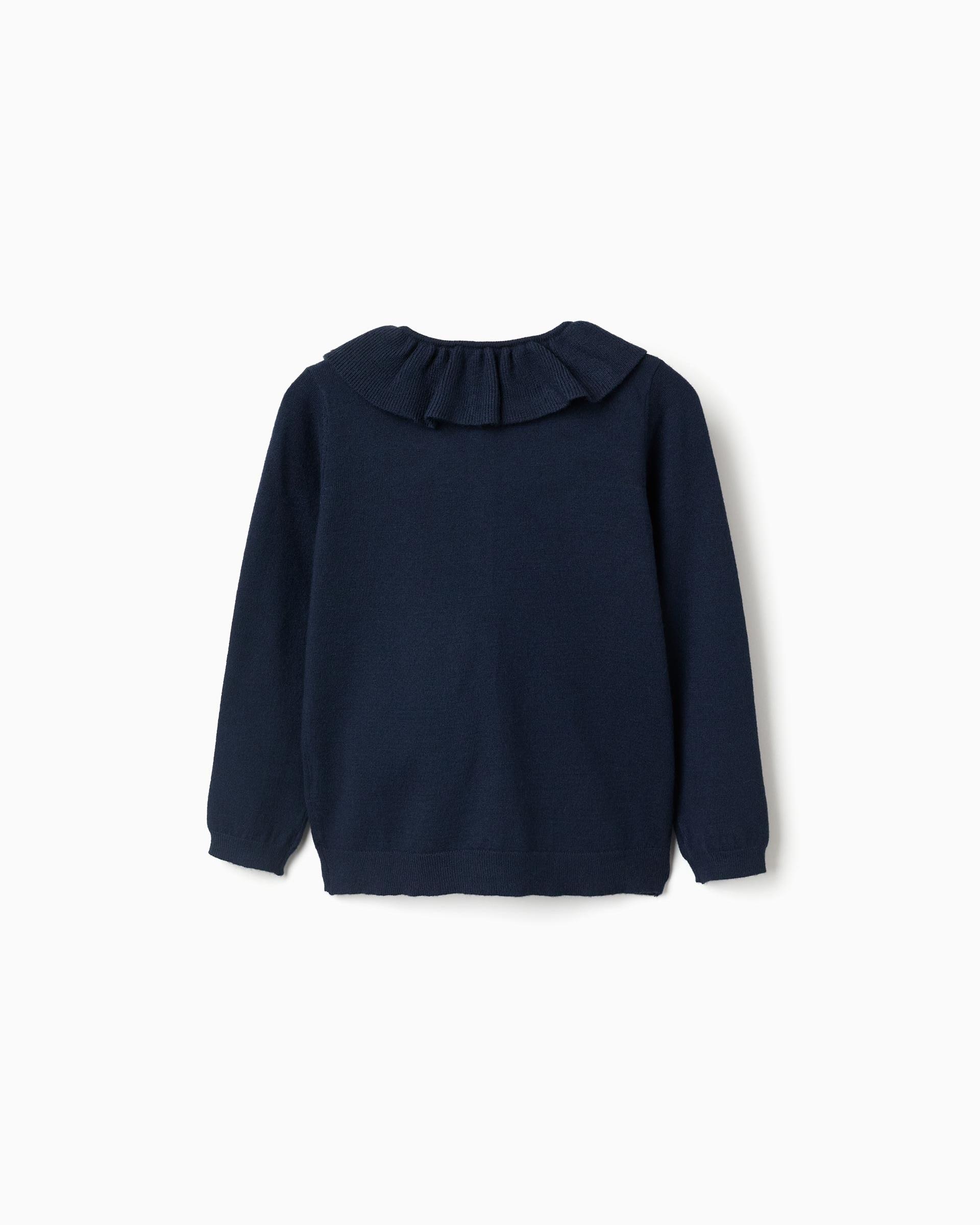 Chaqueta de niña de punto y con cuello de volantes - Zippy - Azul Azul-3