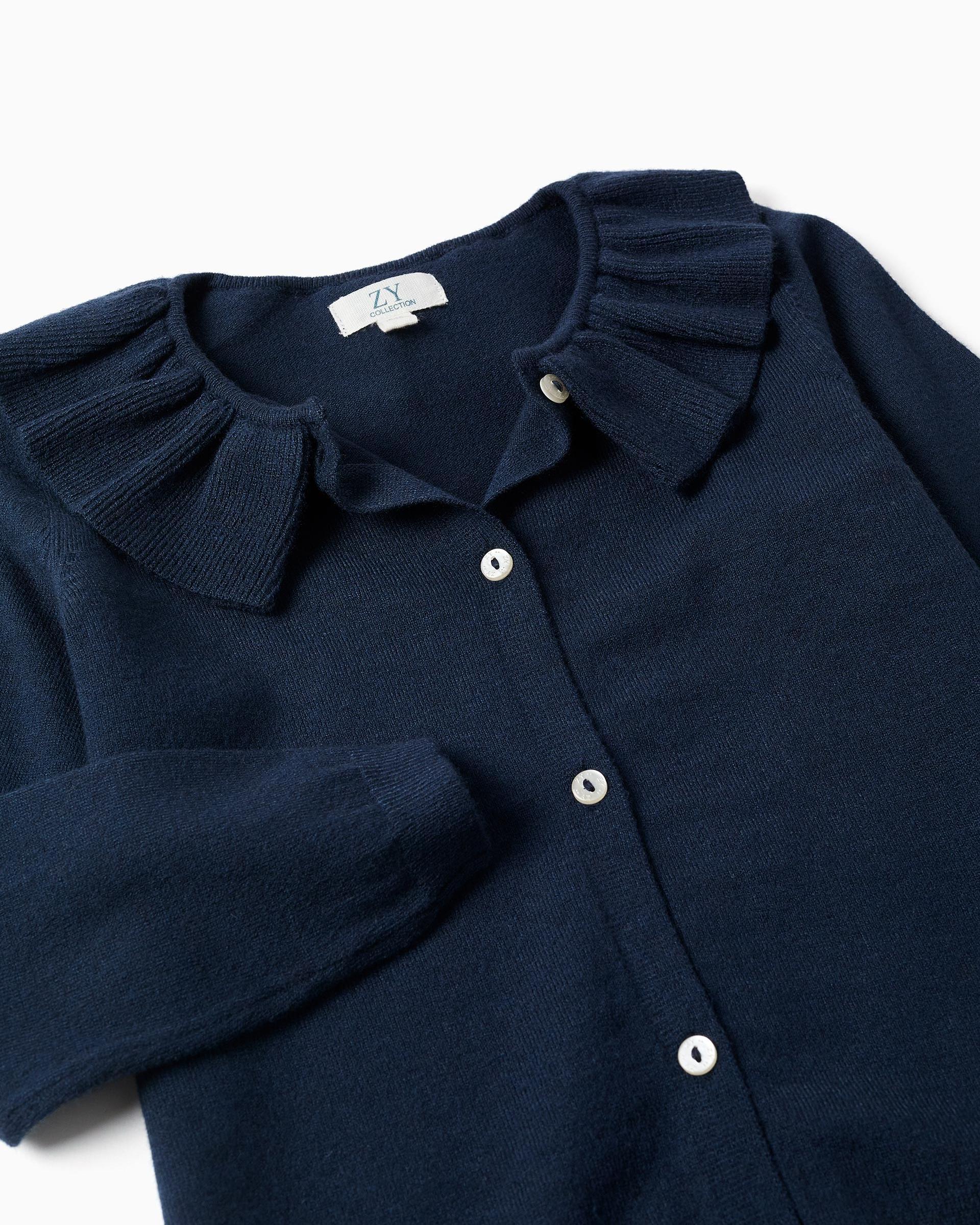 Chaqueta de niña de punto y con cuello de volantes - Zippy - Azul Azul-2