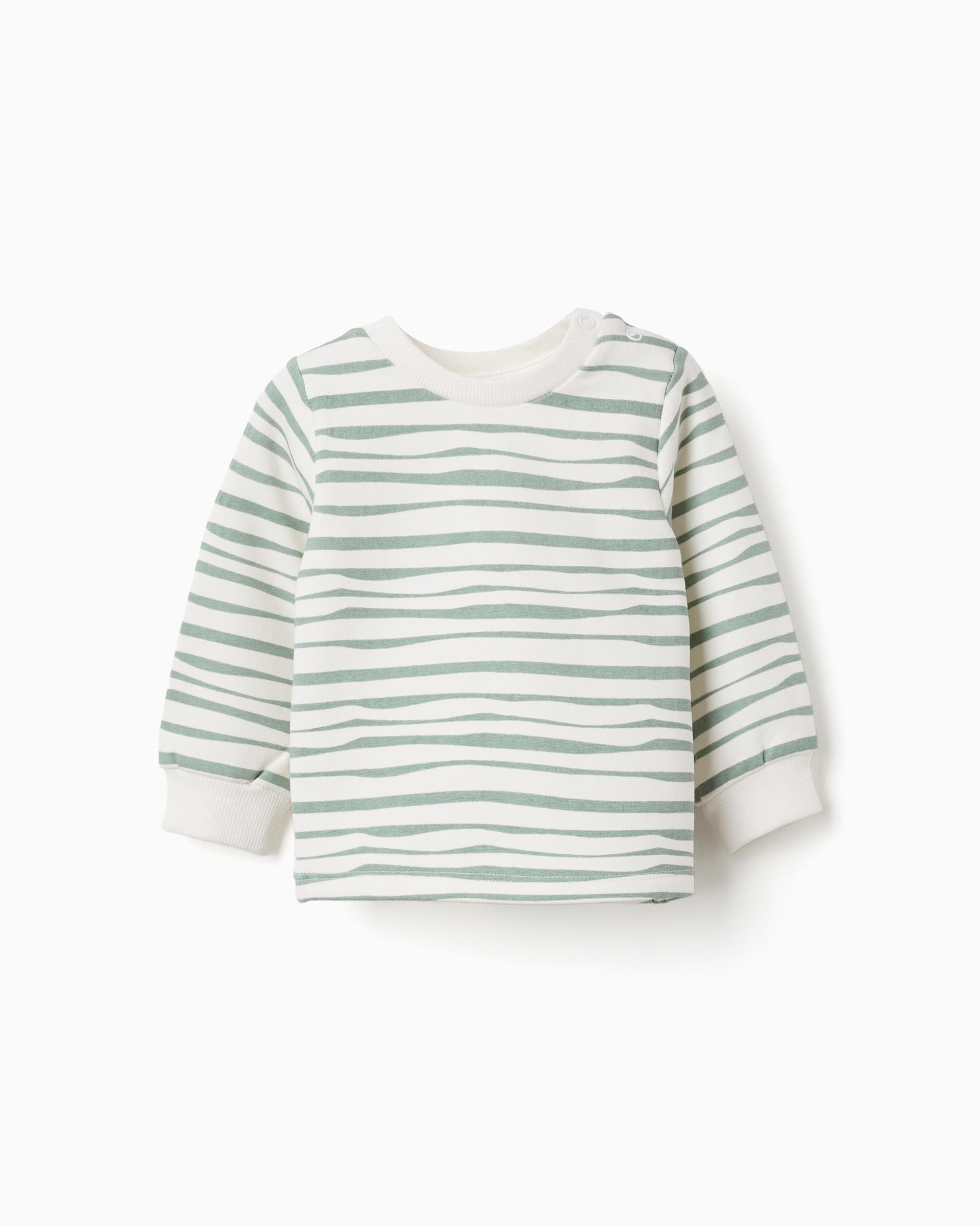 Imagen 0 de Sudadera de bebé niño perchada y a rayas Blanco