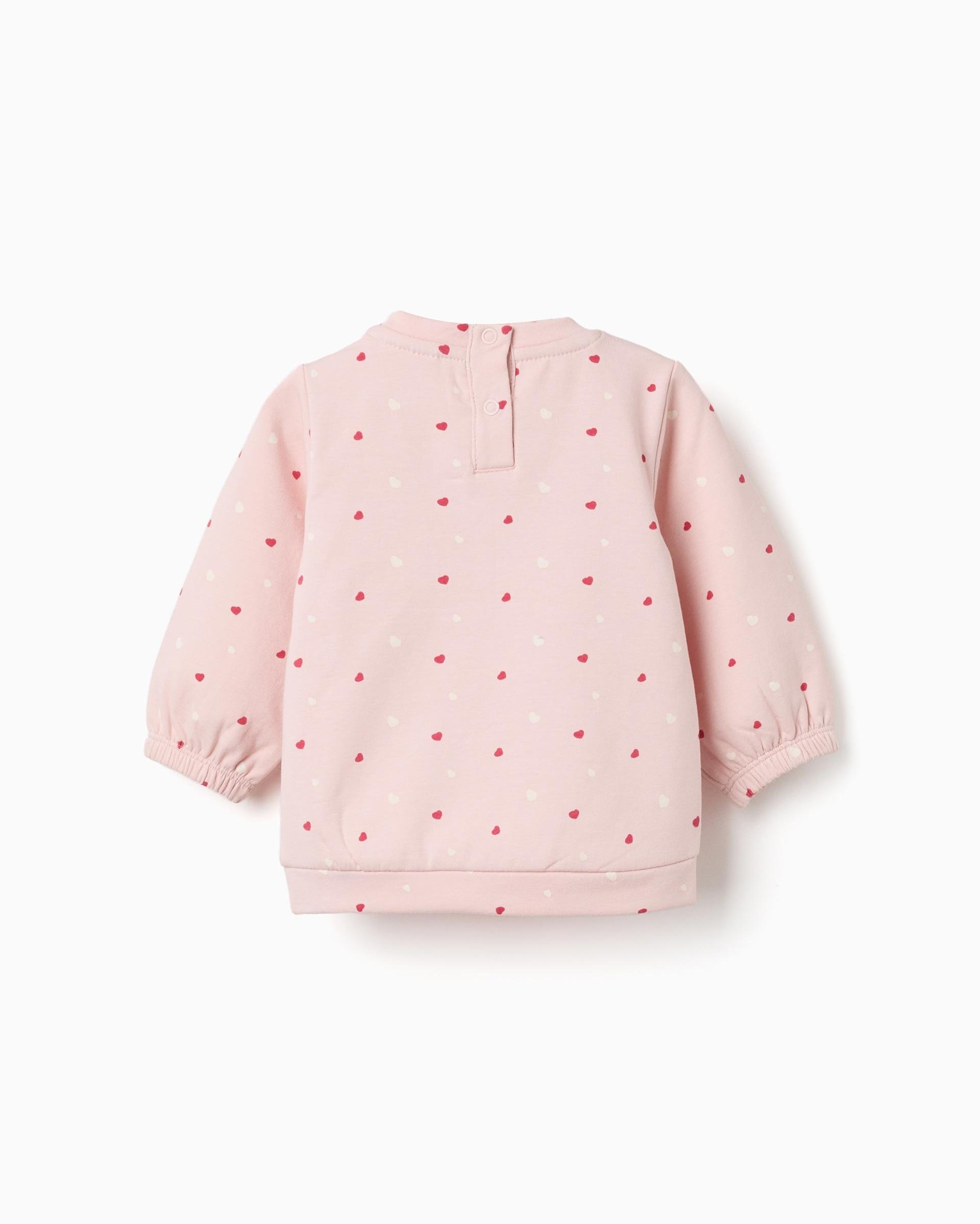 Sudadera de bebé niña perchada y con estampado corazones - Zippy - Rosa Rosa-3