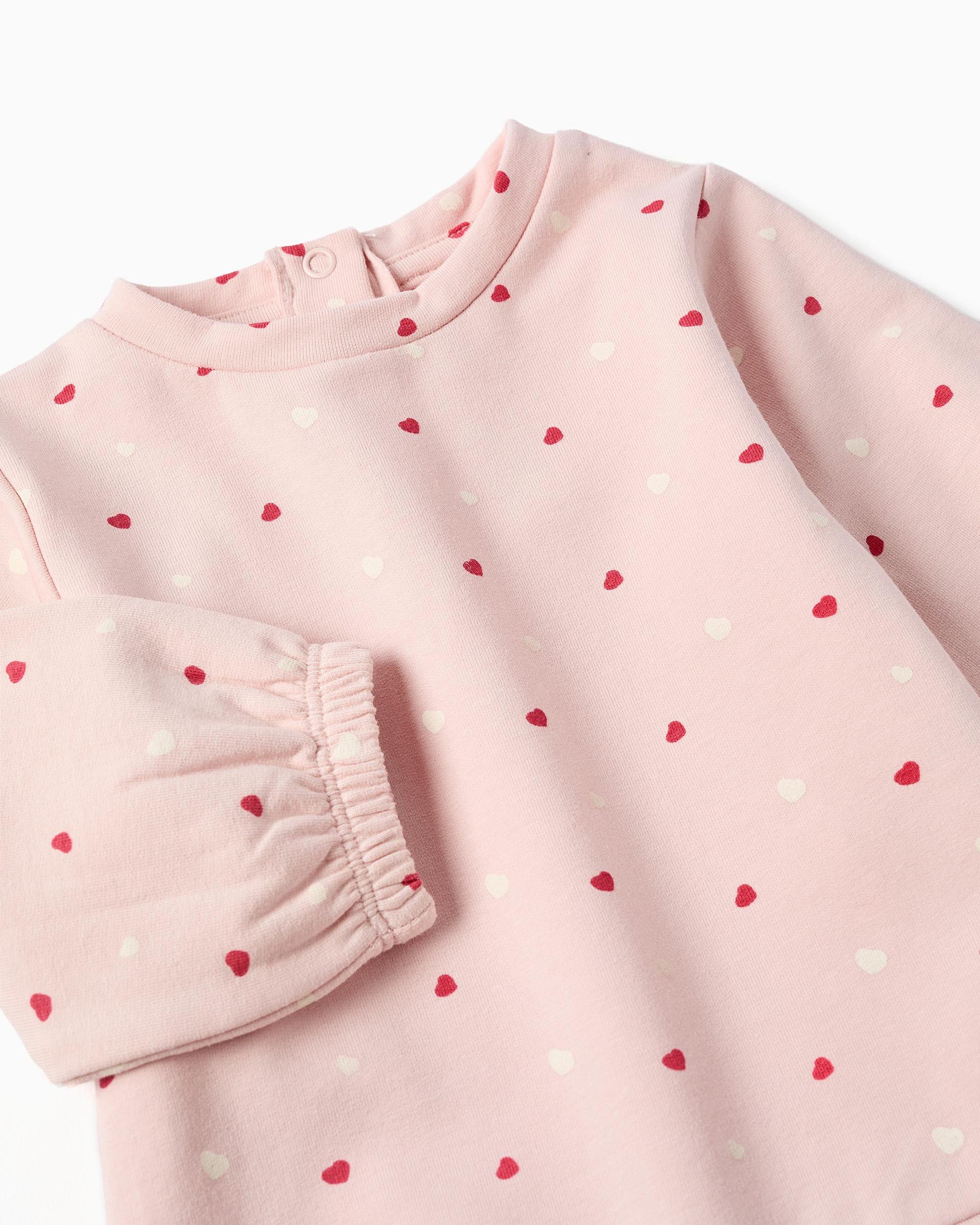 Sudadera de bebé niña perchada y con estampado corazones - Zippy - Rosa Rosa-2
