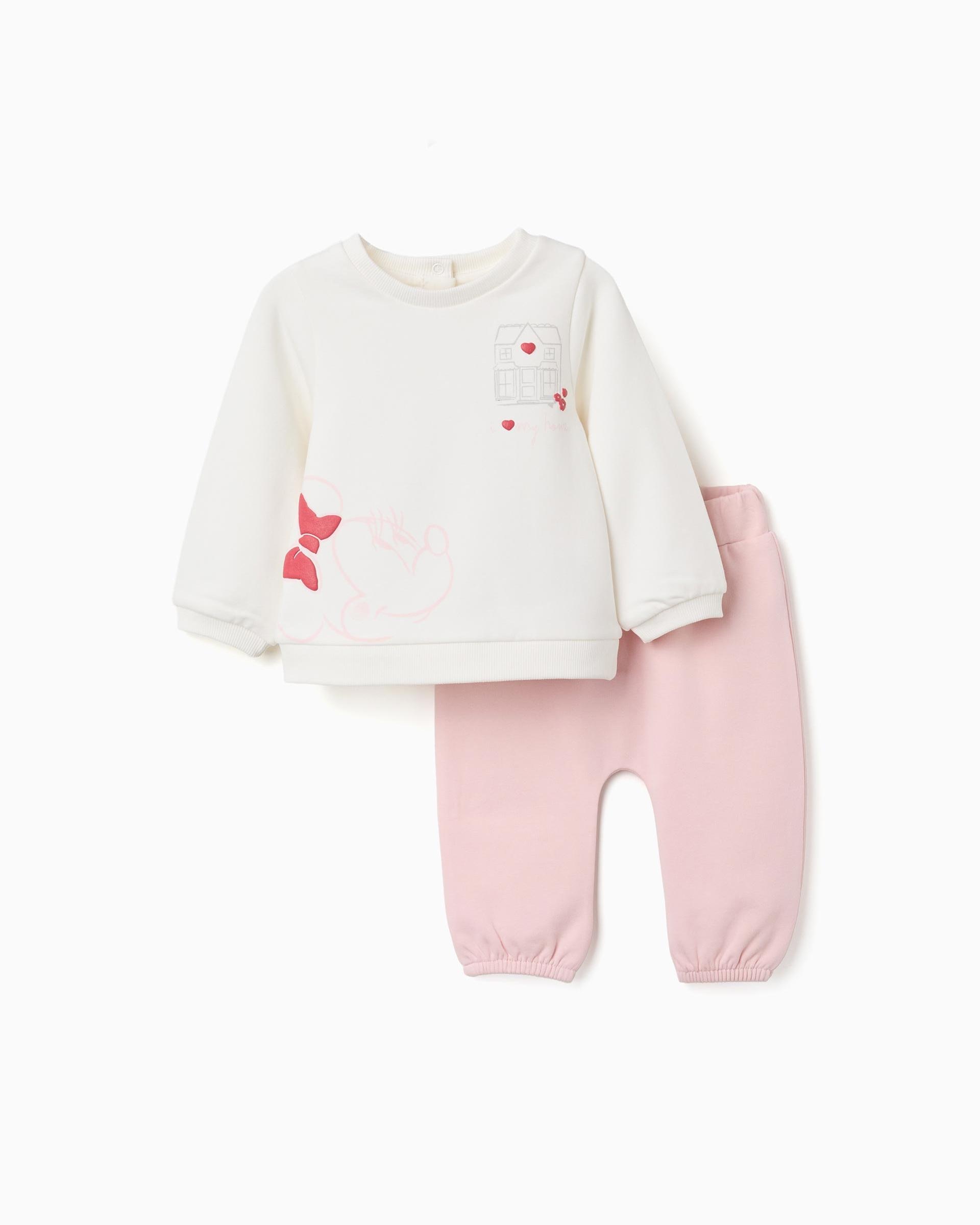 Imagen 0 de Chándal de bebé niña perchado y con estampado minnie Blanco