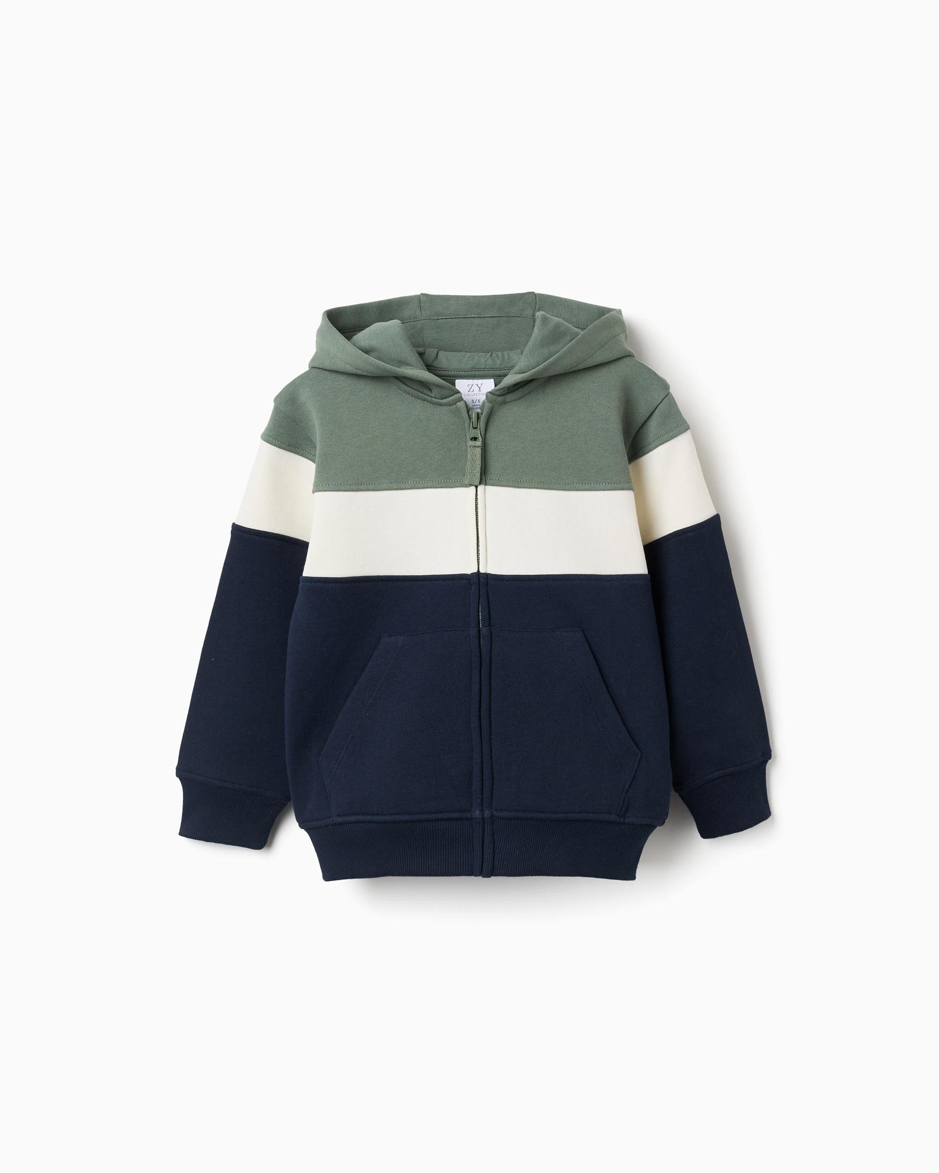 Sudadera de niño perchada y con capucha - Zippy - Verde oscuro Verde oscuro-1