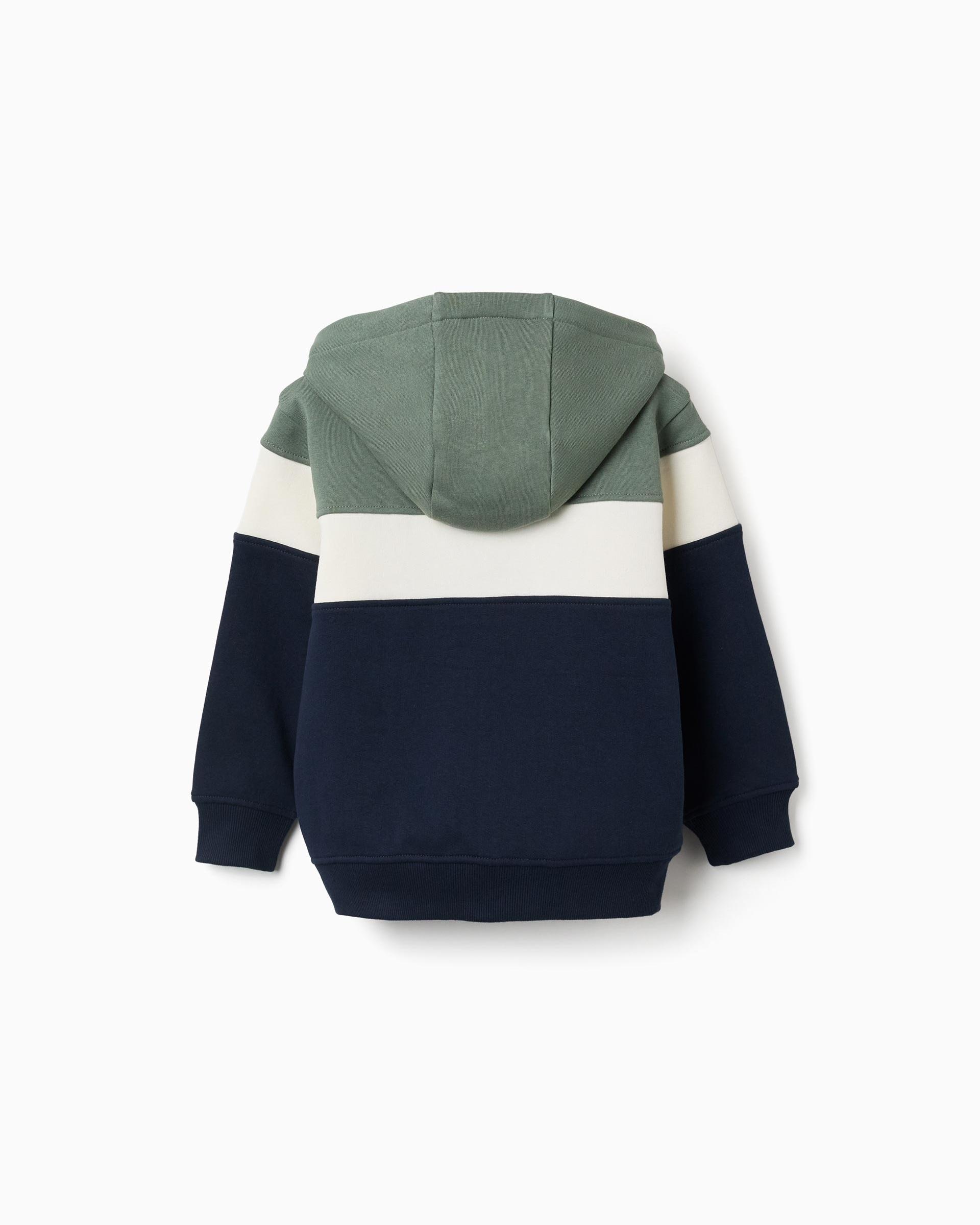 Sudadera de niño perchada y con capucha - Zippy - Verde oscuro Verde oscuro-3