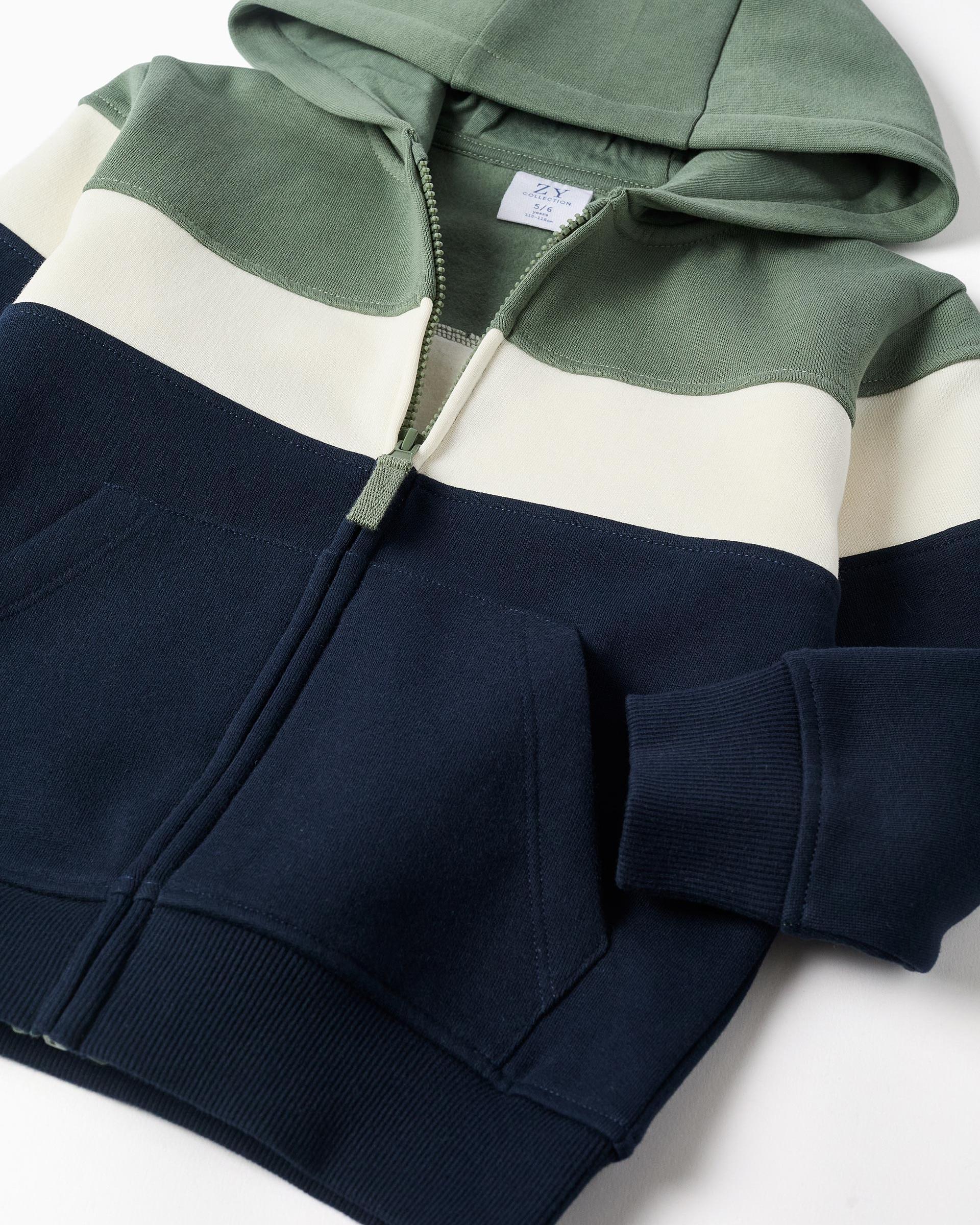 Sudadera de niño perchada y con capucha - Zippy - Verde oscuro Verde oscuro-2