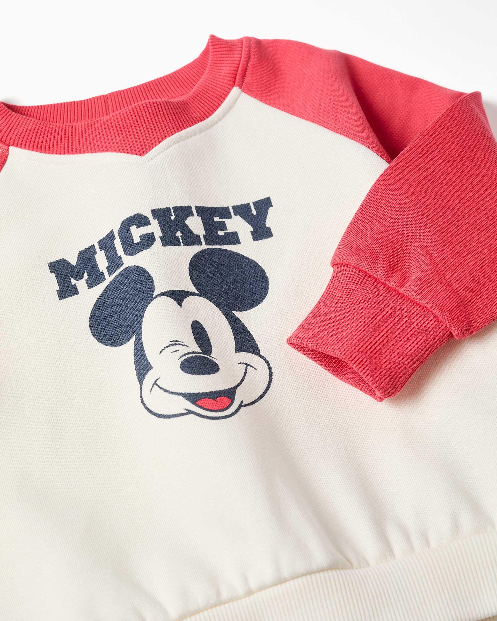 Conjunto de ropa deportiva de bebé niño 100% algodón y con estampado Mickey - Zippy - Rojo Rojo-3
