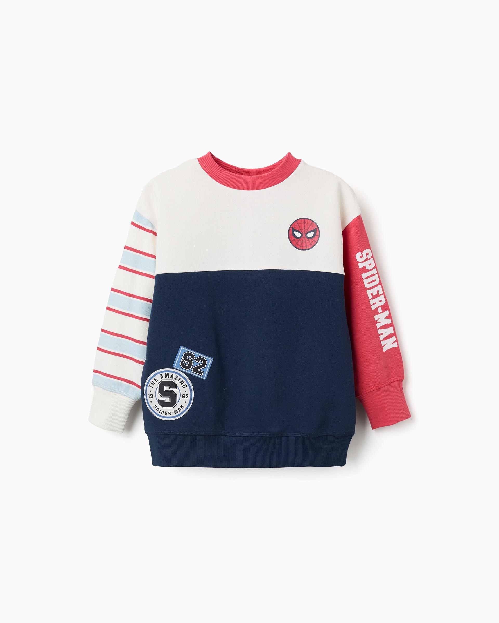 Imagen 1 de Sudadera de niño perchada y con estampados Spider Man Azul marino