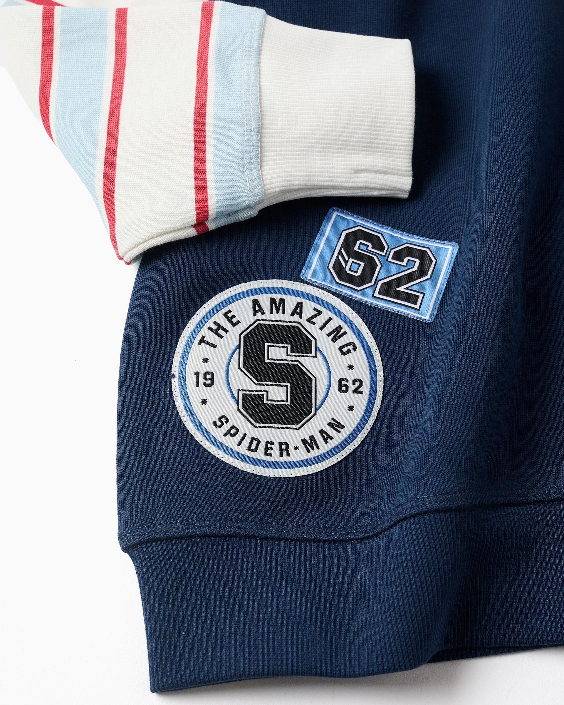 Imagen 2 de Sudadera de niño perchada y con estampados Spider Man - Zippy - Azul marino Azul marino