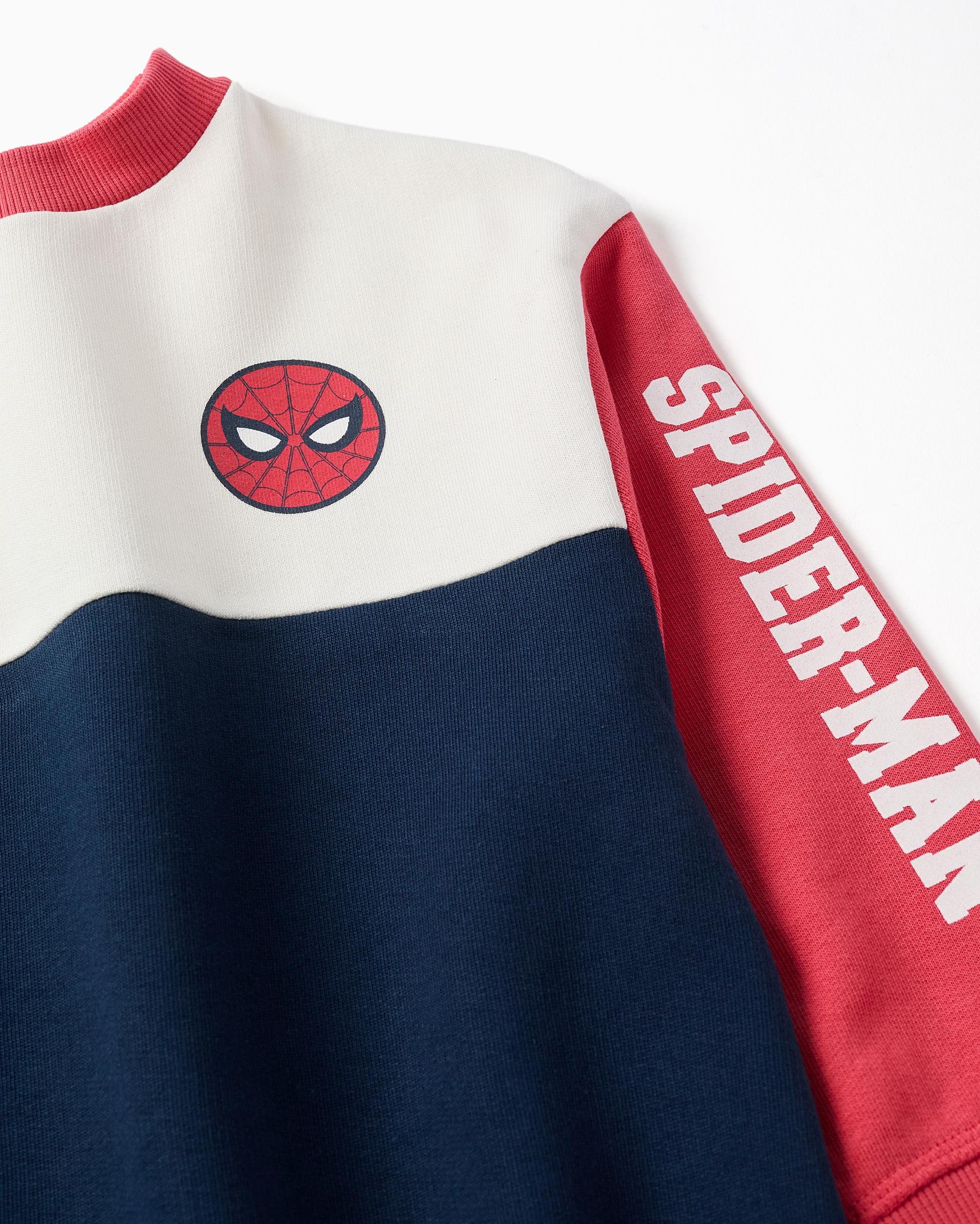 Imagen 4 de Sudadera de niño perchada y con estampados Spider Man - Zippy - Azul marino Azul marino