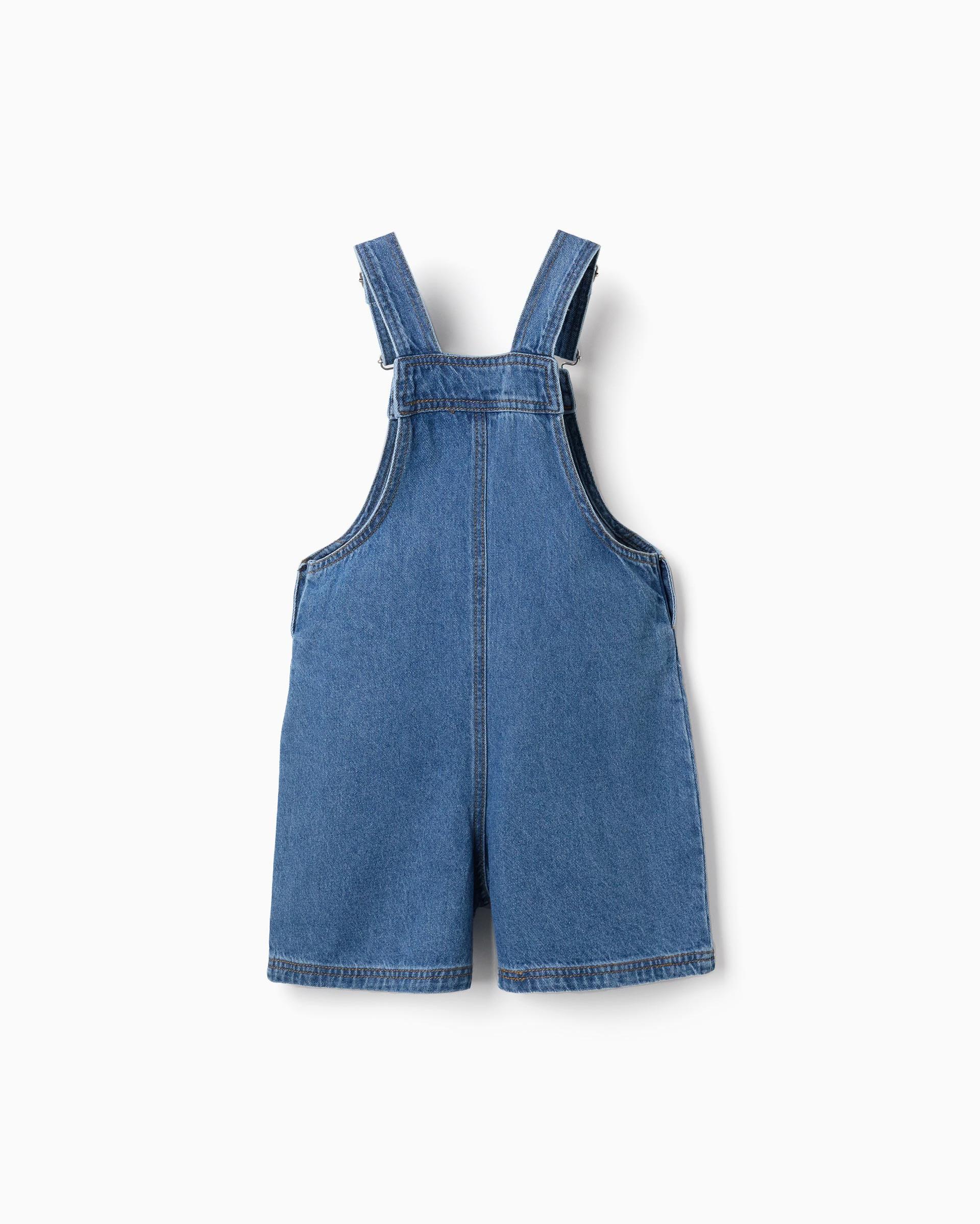 Peto de niña vaquero 100% algodón y con bordado stitch - Zippy - Azul Azul-3
