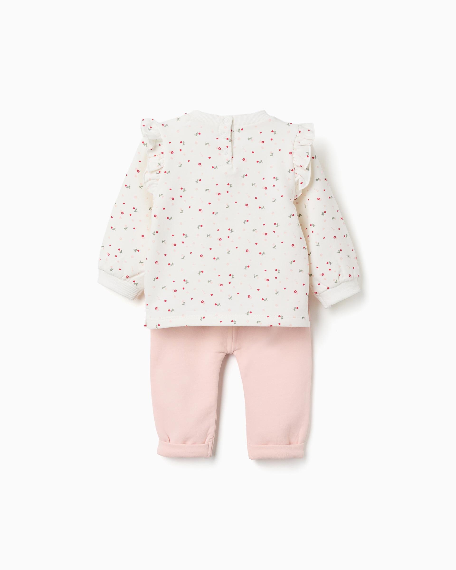 Chándal de bebé niña perchado y con estampado floral - Zippy - Blanco Blanco-4