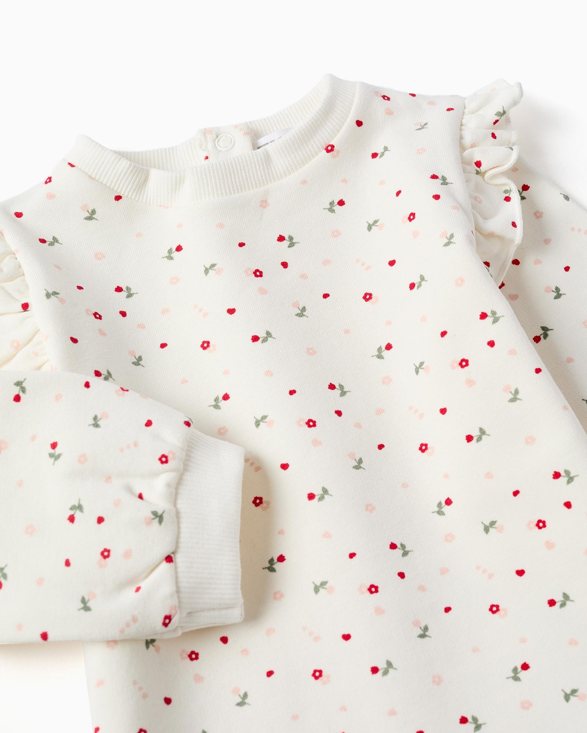 Chándal de bebé niña perchado y con estampado floral - Zippy - Blanco Blanco-3