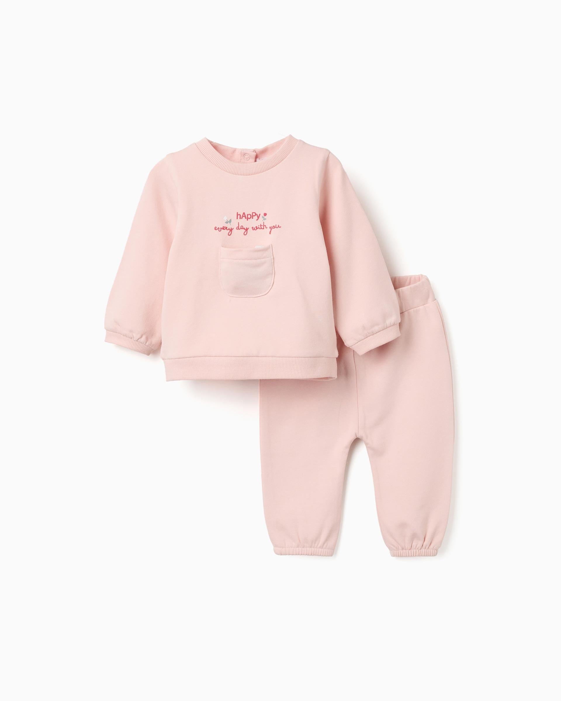Imagen 0 de Chándal de bebé niña perchado y con estampado 3d Rosa