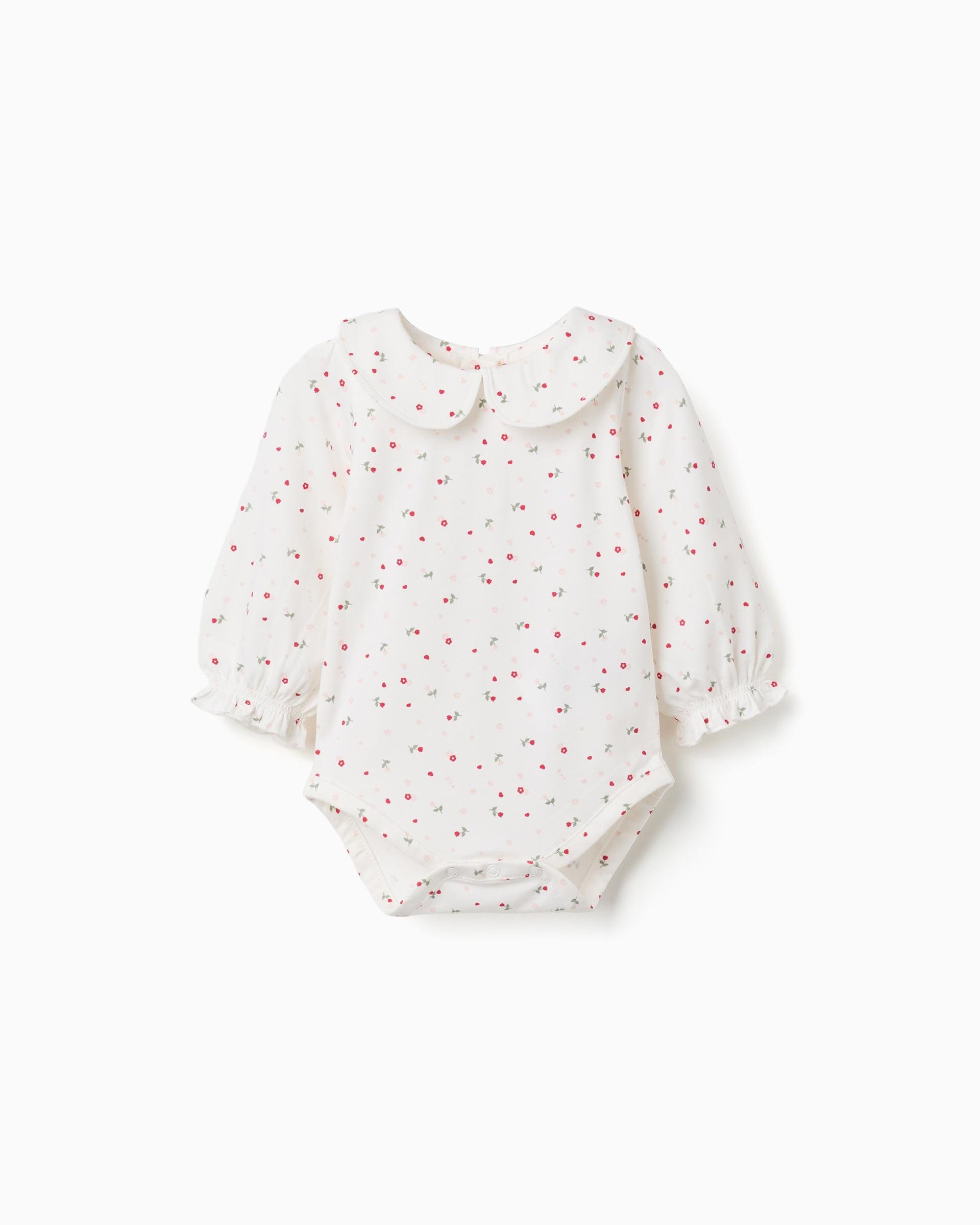 Imagen 0 de Body de bebé niña de algodón y con estampado floral Blanco