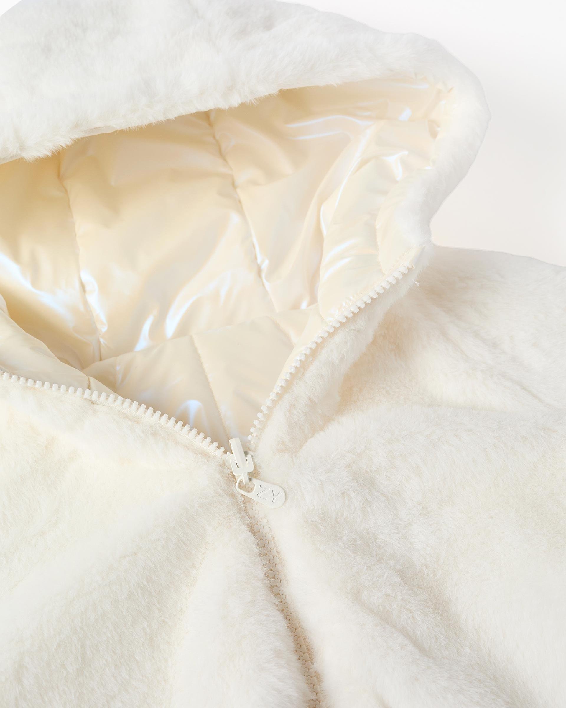 Plumífero de niña reversible y con capucha - Zippy - Blanco Blanco-4