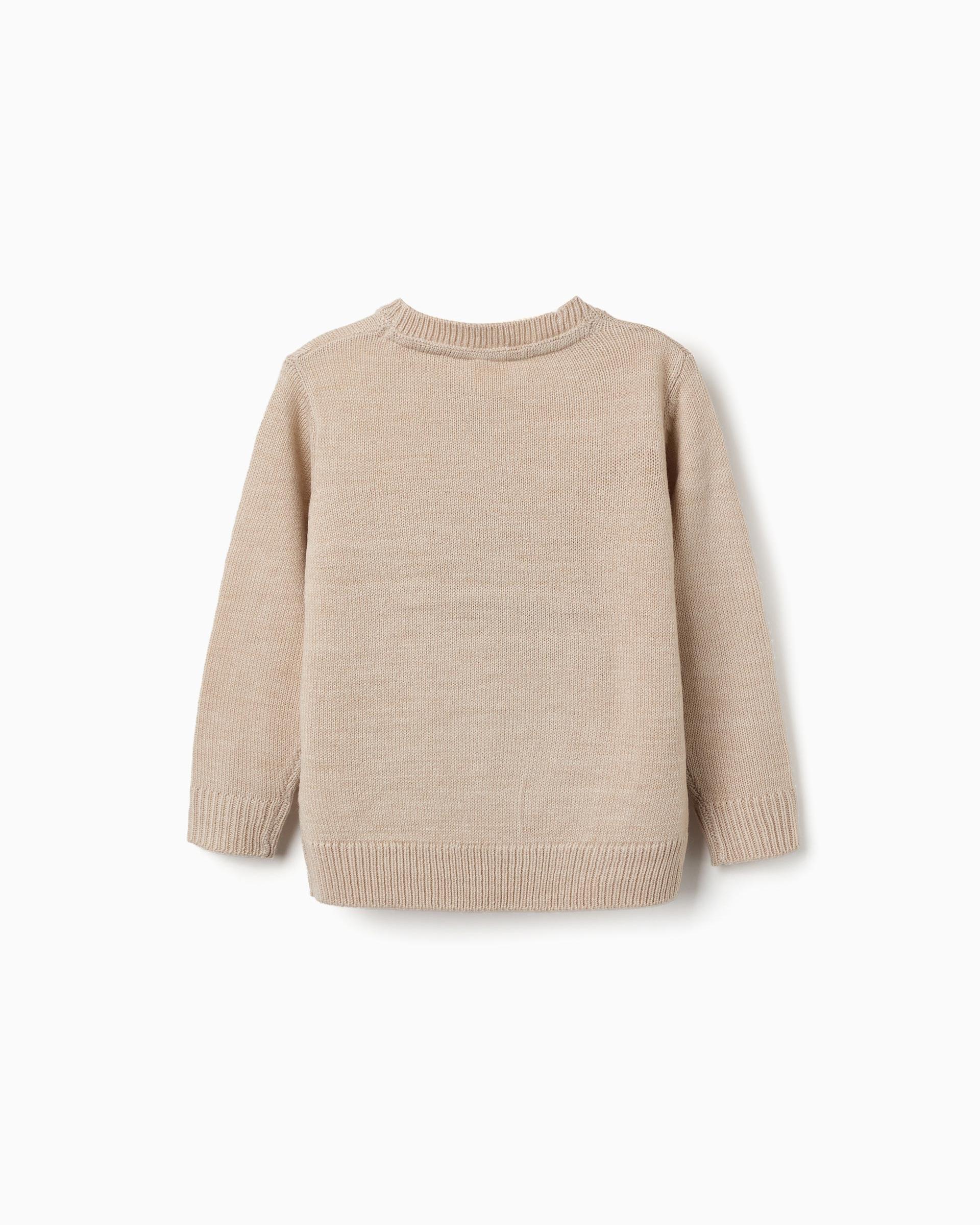 Imagen 3 de Jersey de niño de punto y con pingüino jacquard - Zippy - Beige Beige