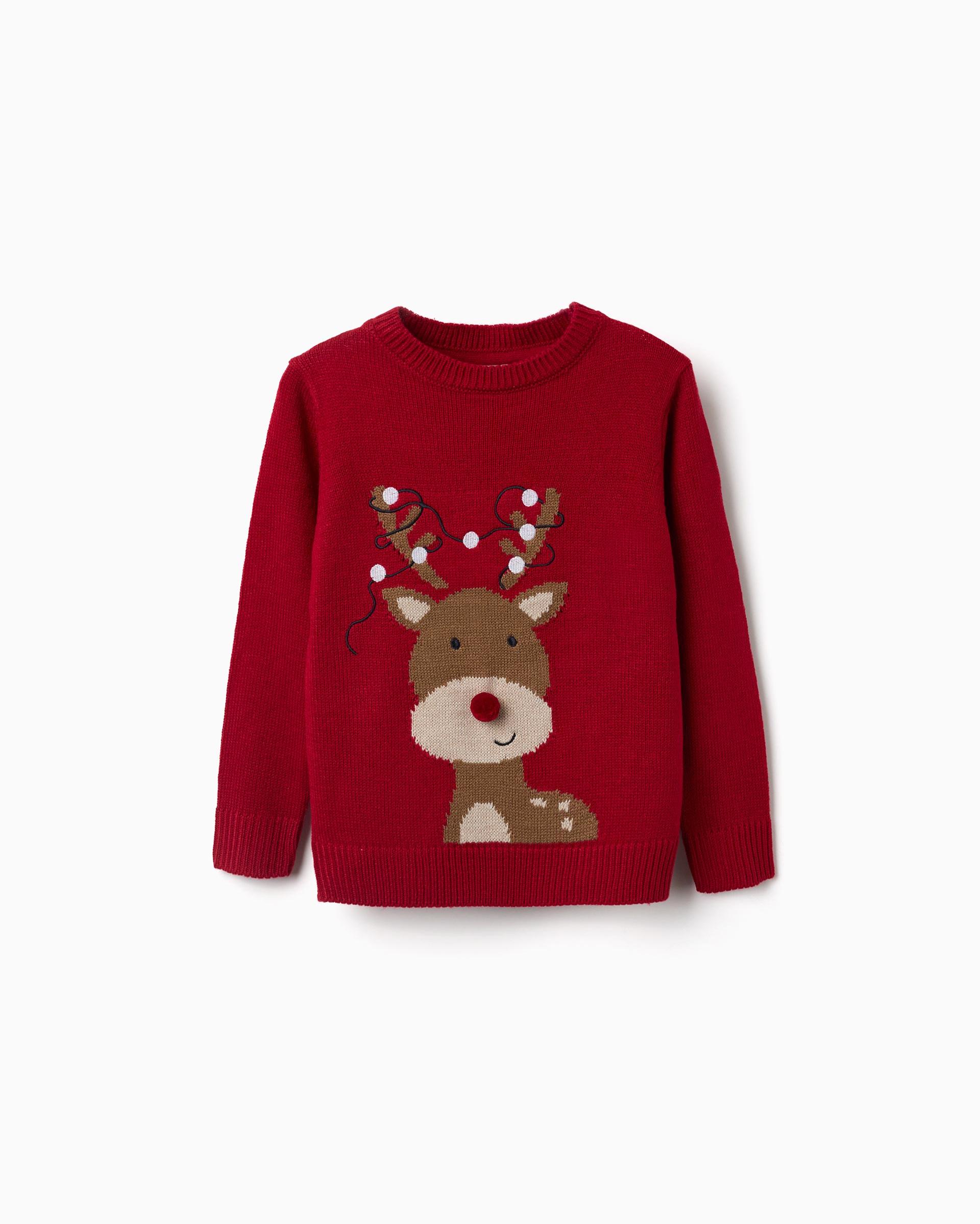 Imagen 1 de Jersey de niño de punto y con reno jacquard - Zippy - Rojo Rojo