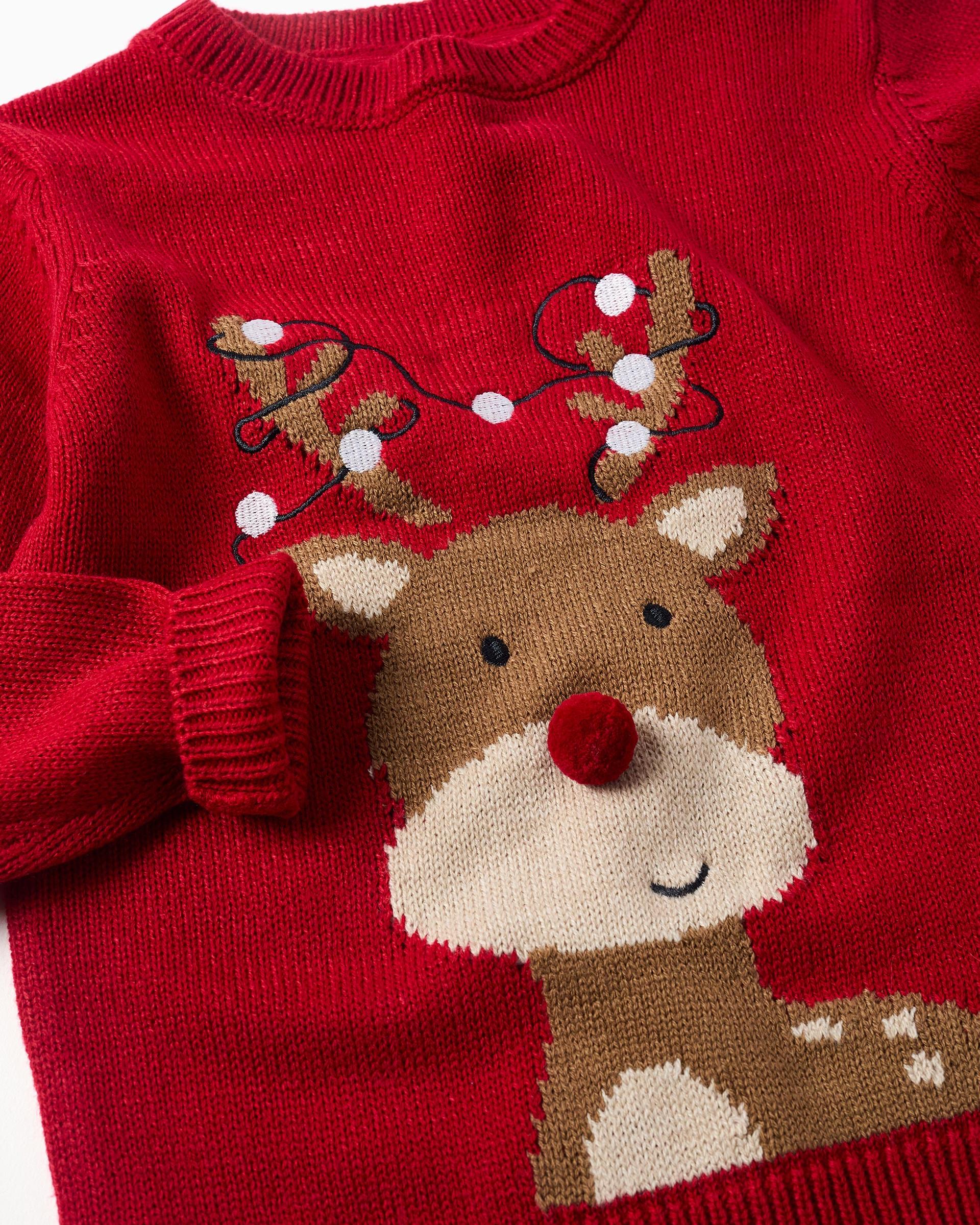 Imagen 2 de Jersey de niño de punto y con reno jacquard - Zippy - Rojo Rojo