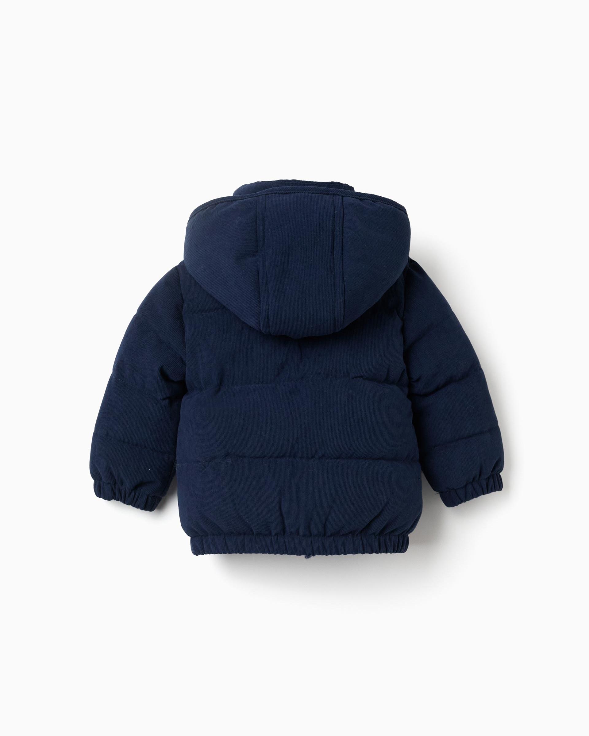 Abrigo de paño de bebé niño acolchado y con capucha - Zippy - Azul marino Azul marino-3