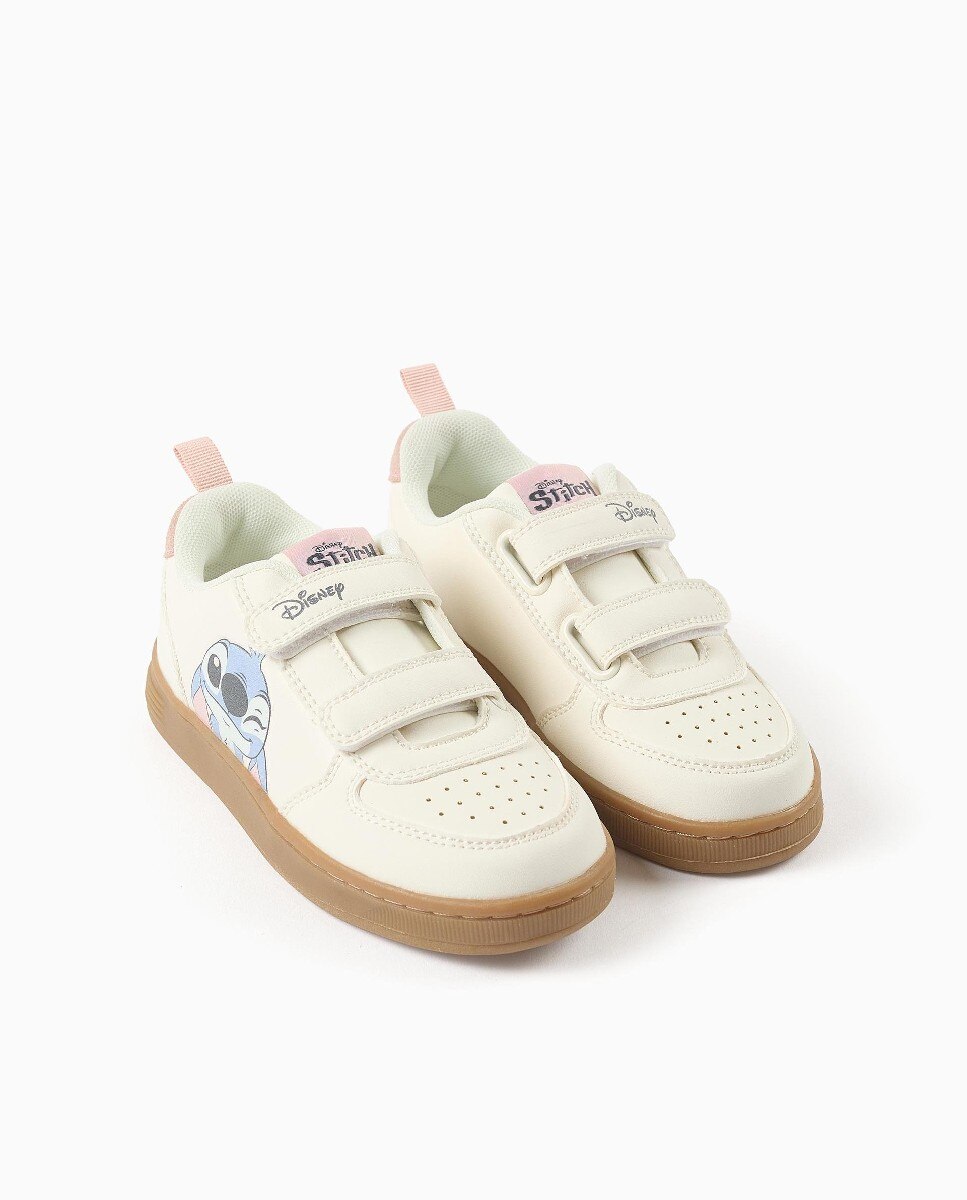 Imagen 3 de Zapatillas bajas de niña con estampado stitch y tiras autoadherentes - Zippy - Beige Beige