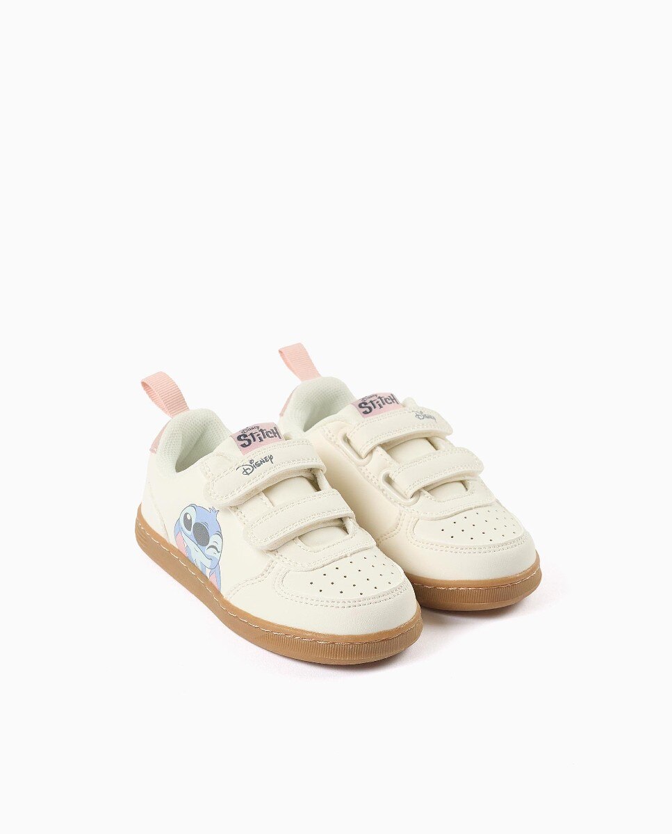 Zapatillas deportivas de bebé niña con estampado stitch y tiras autoadherentes - Zippy - Beige Beige-2