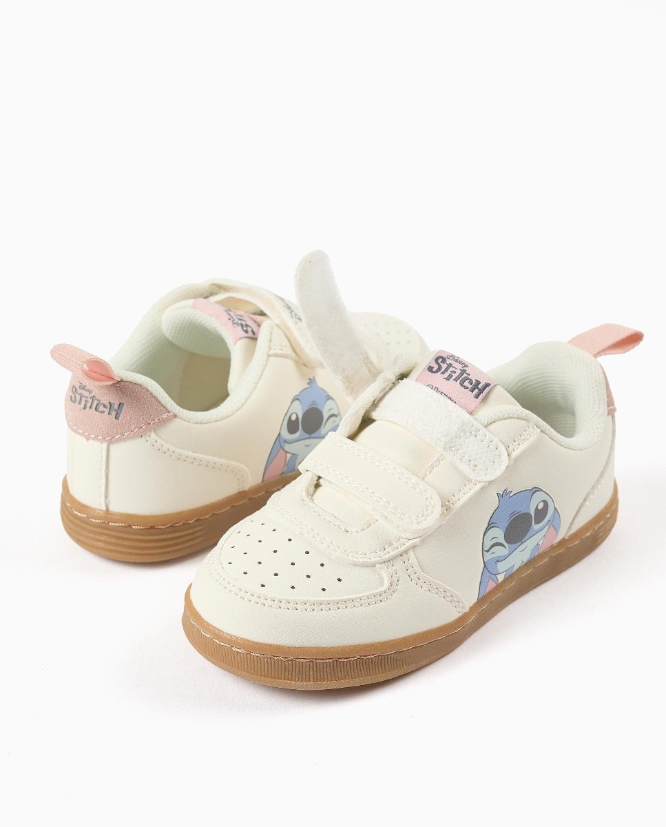 Zapatillas deportivas de bebé niña con estampado stitch y tiras autoadherentes - Zippy - Beige Beige-4