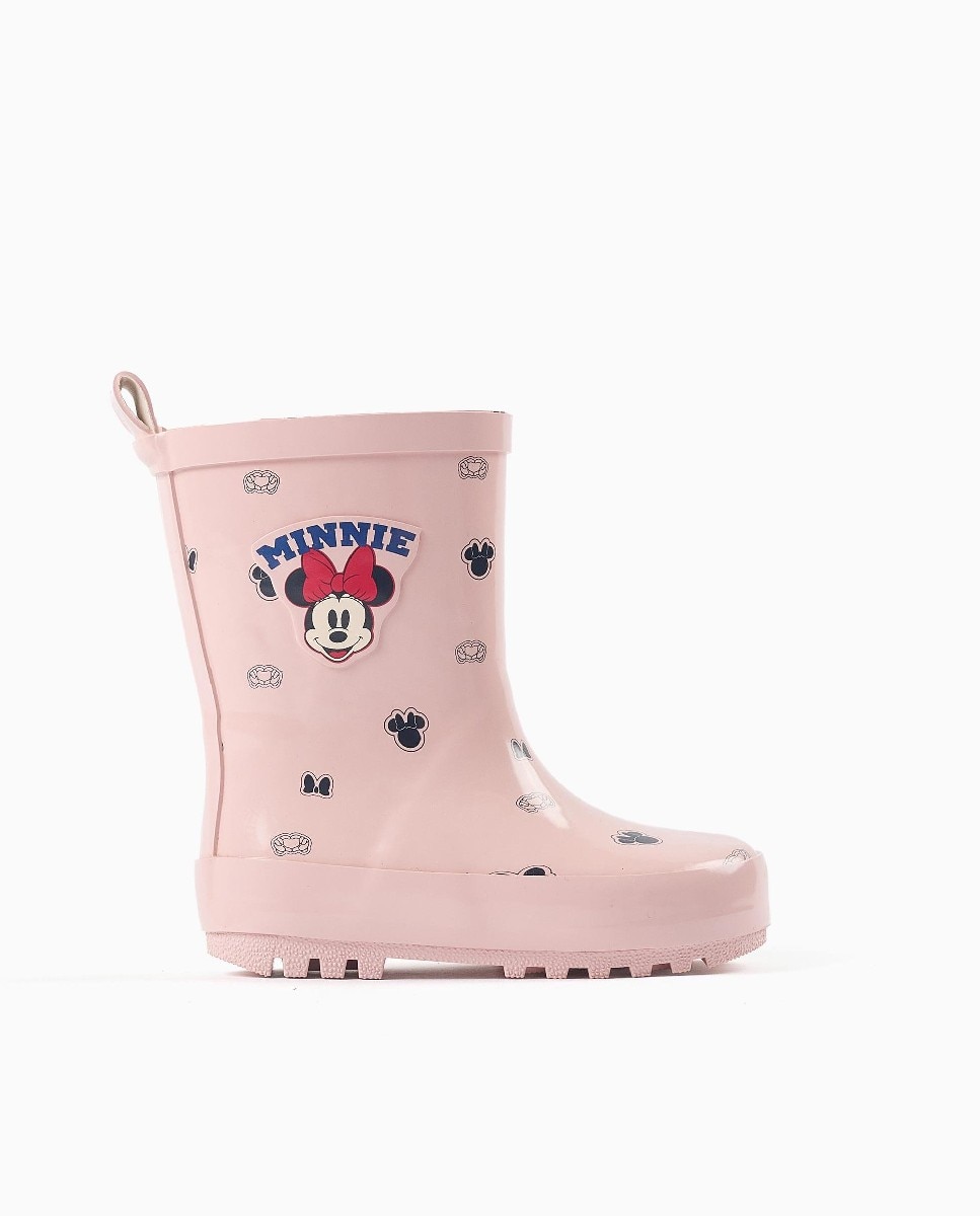 Imagen 1 de Botas de agua bebé niña con estampados minnie y suela antideslizante Rosa