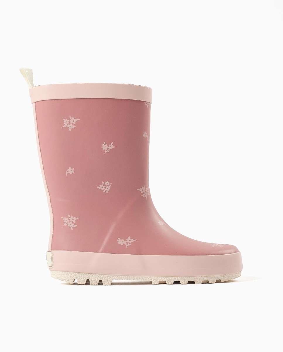 Imagen 0 de Botas de agua de niña con estampado floral y suela antideslizante Rosa