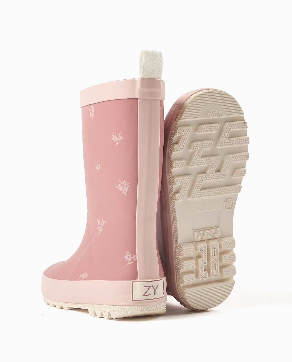 Botas de agua de niña con estampado floral y suela antideslizante - Zippy - Rosa Rosa-3