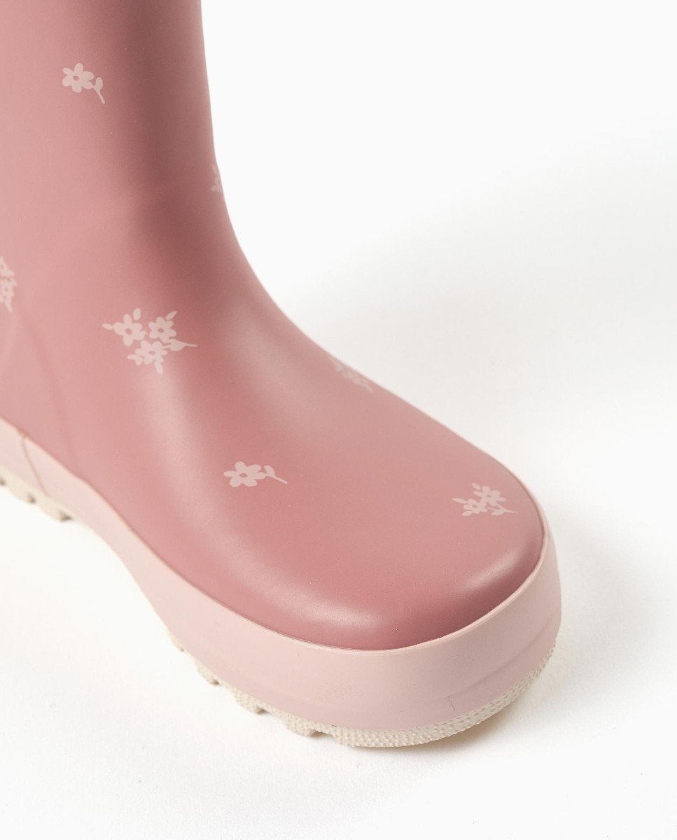 Botas de agua de niña con estampado floral y suela antideslizante - Zippy - Rosa Rosa-4