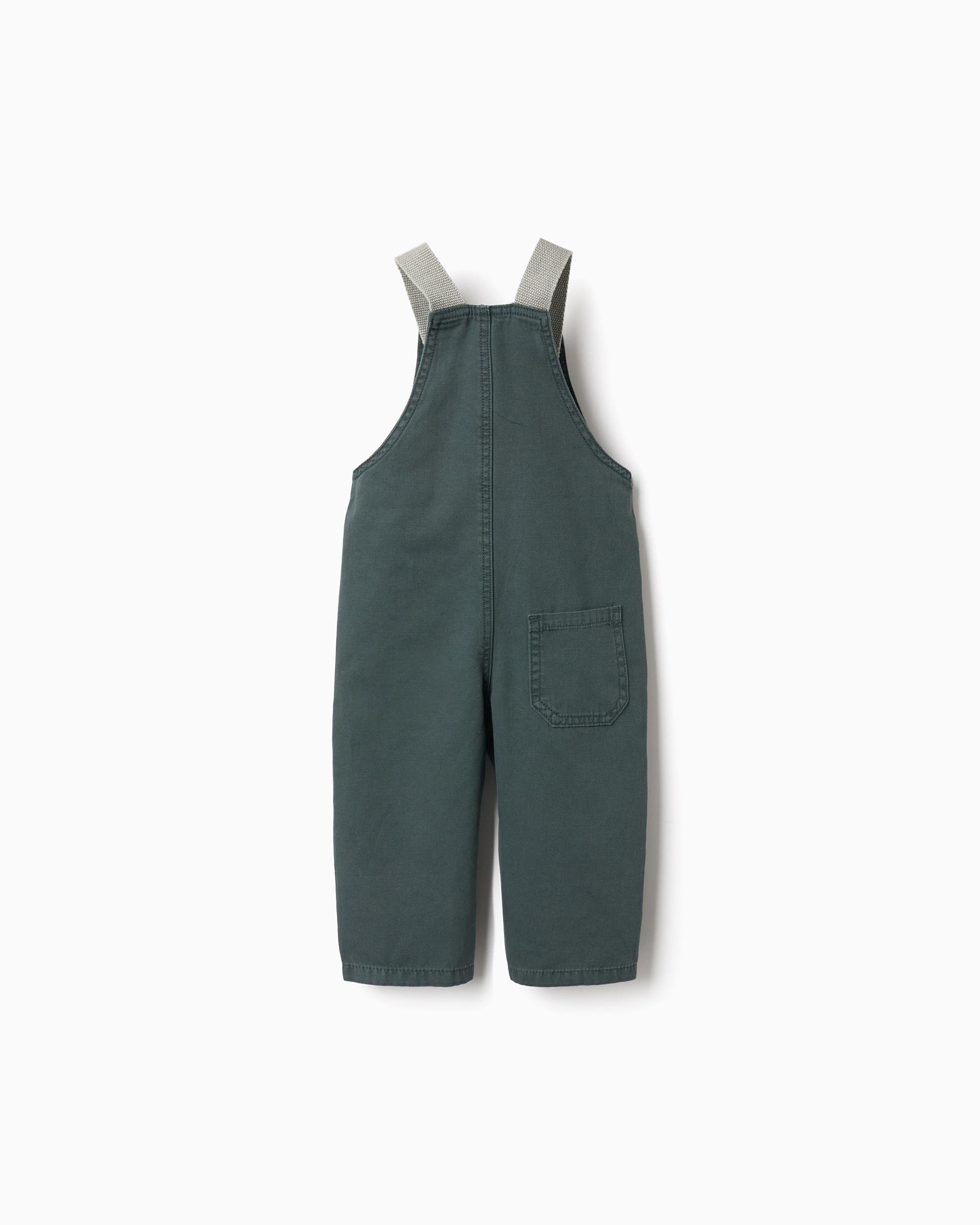 Peto de bebé niño 100% algodón y con bolsillos - Zippy - Verde oscuro Verde oscuro-3