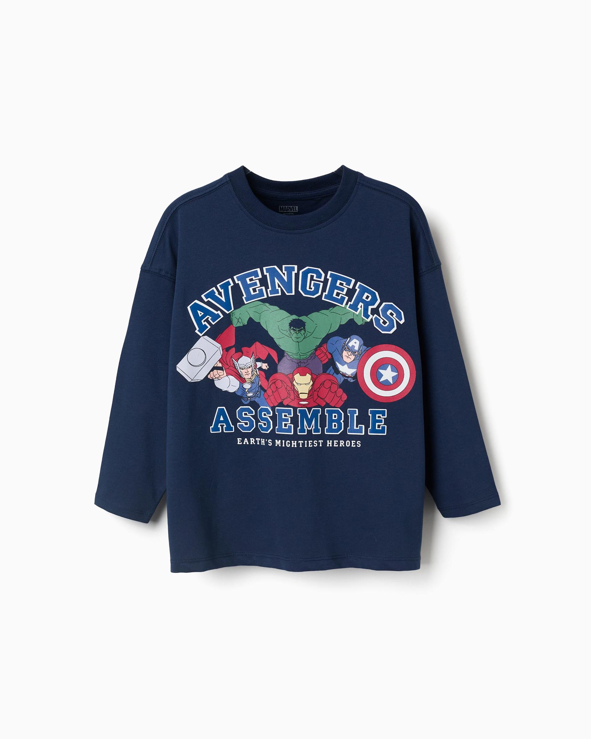 Imagen 1 de Camiseta de niño 100% algodón y con estampado vengadores Azul marino