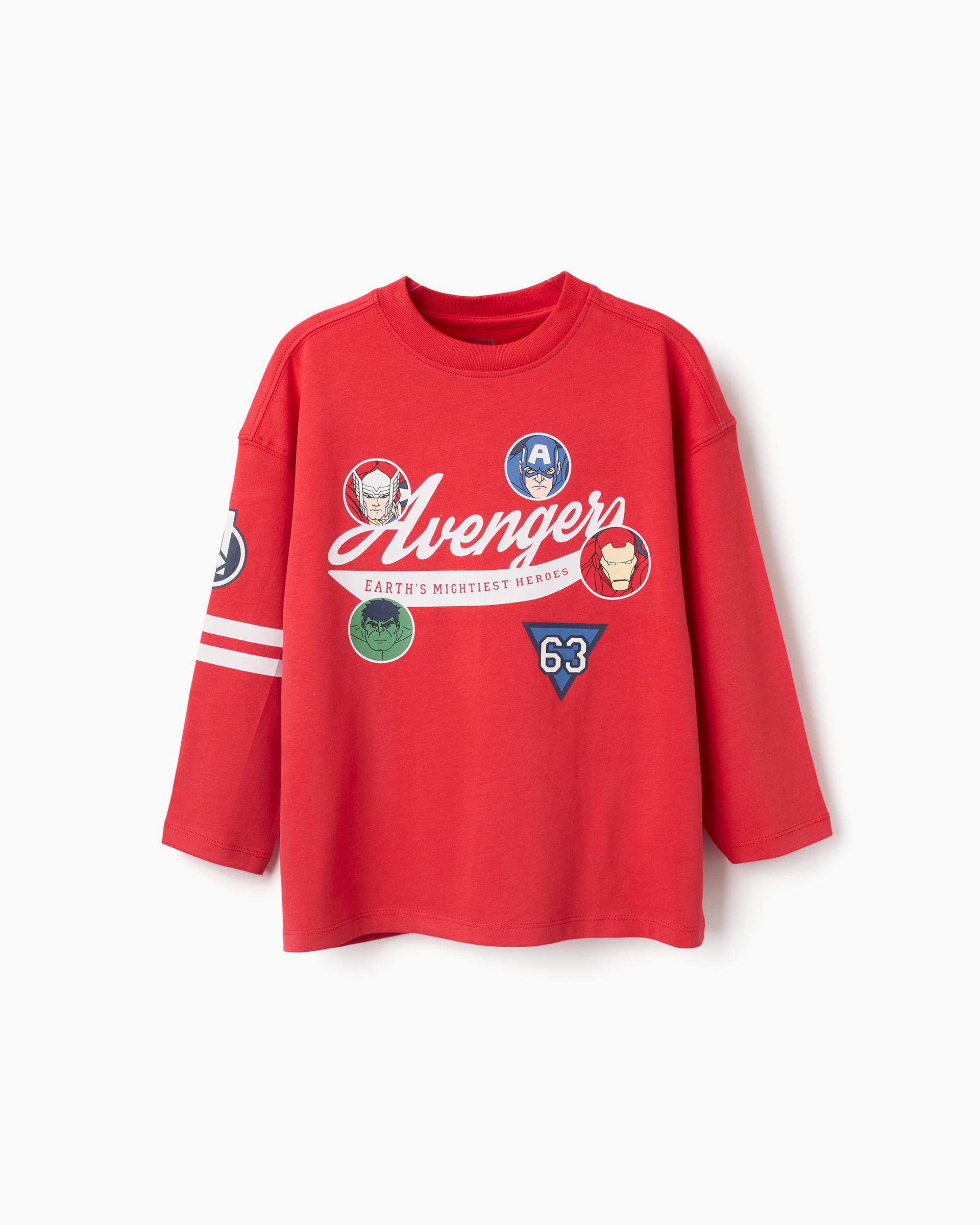 Imagen 0 de Camiseta de niño 100% algodón y con estampado vengadores Rojo