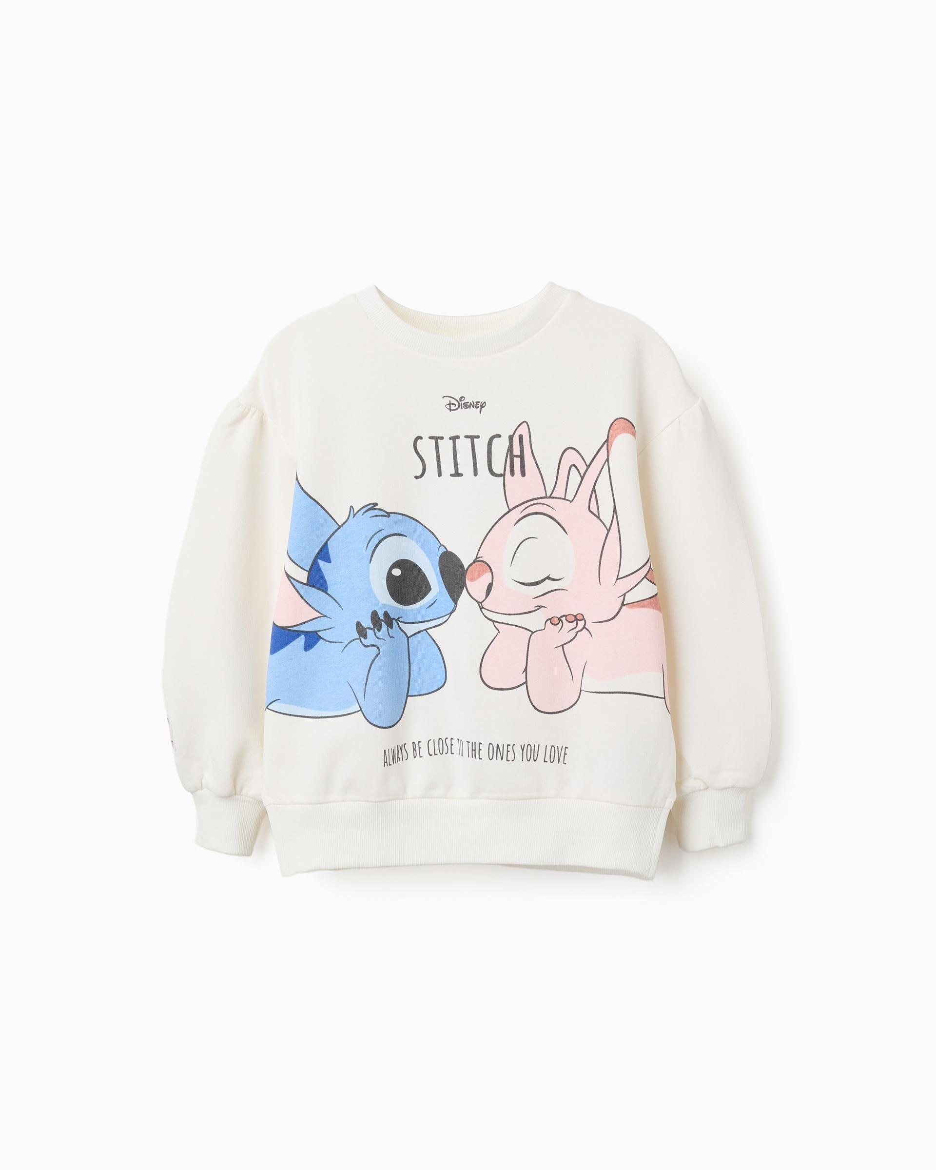 Imagen 1 de Sudadera de niña perchada y con estampado Stitch y Angel - Zippy - Blanco Blanco
