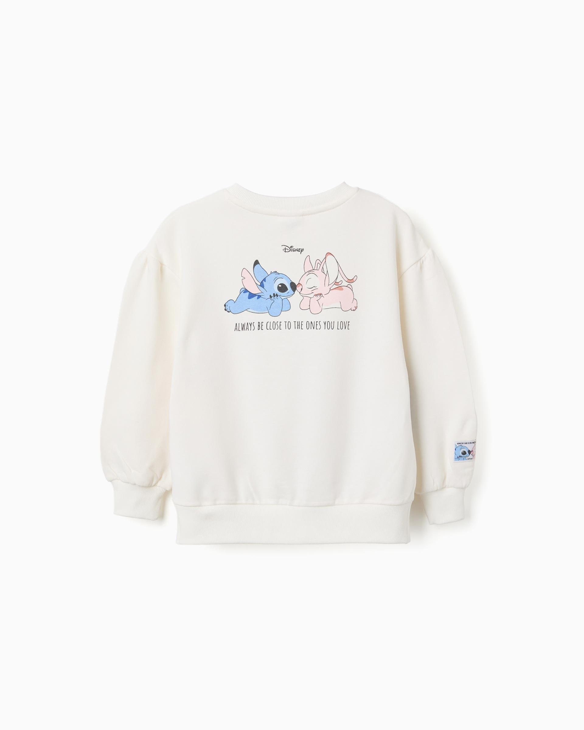 Imagen 3 de Sudadera de niña perchada y con estampado Stitch y Angel - Zippy - Blanco Blanco