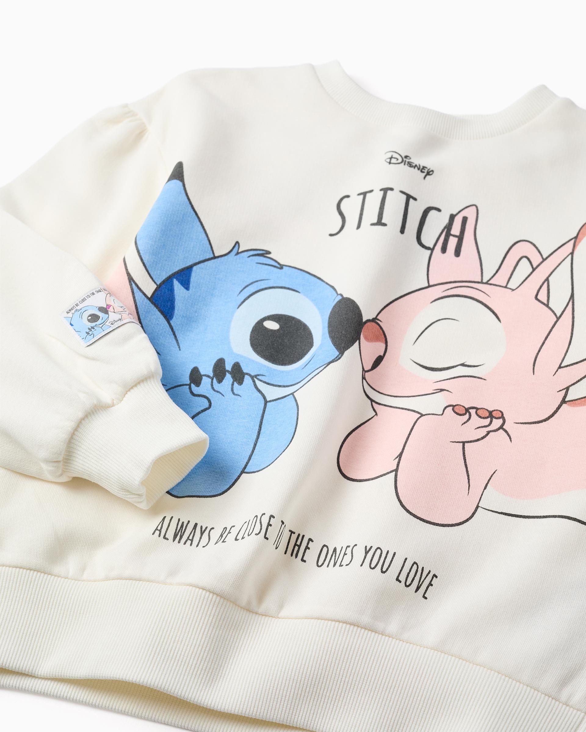 Imagen 2 de Sudadera de niña perchada y con estampado Stitch y Angel - Zippy - Blanco Blanco