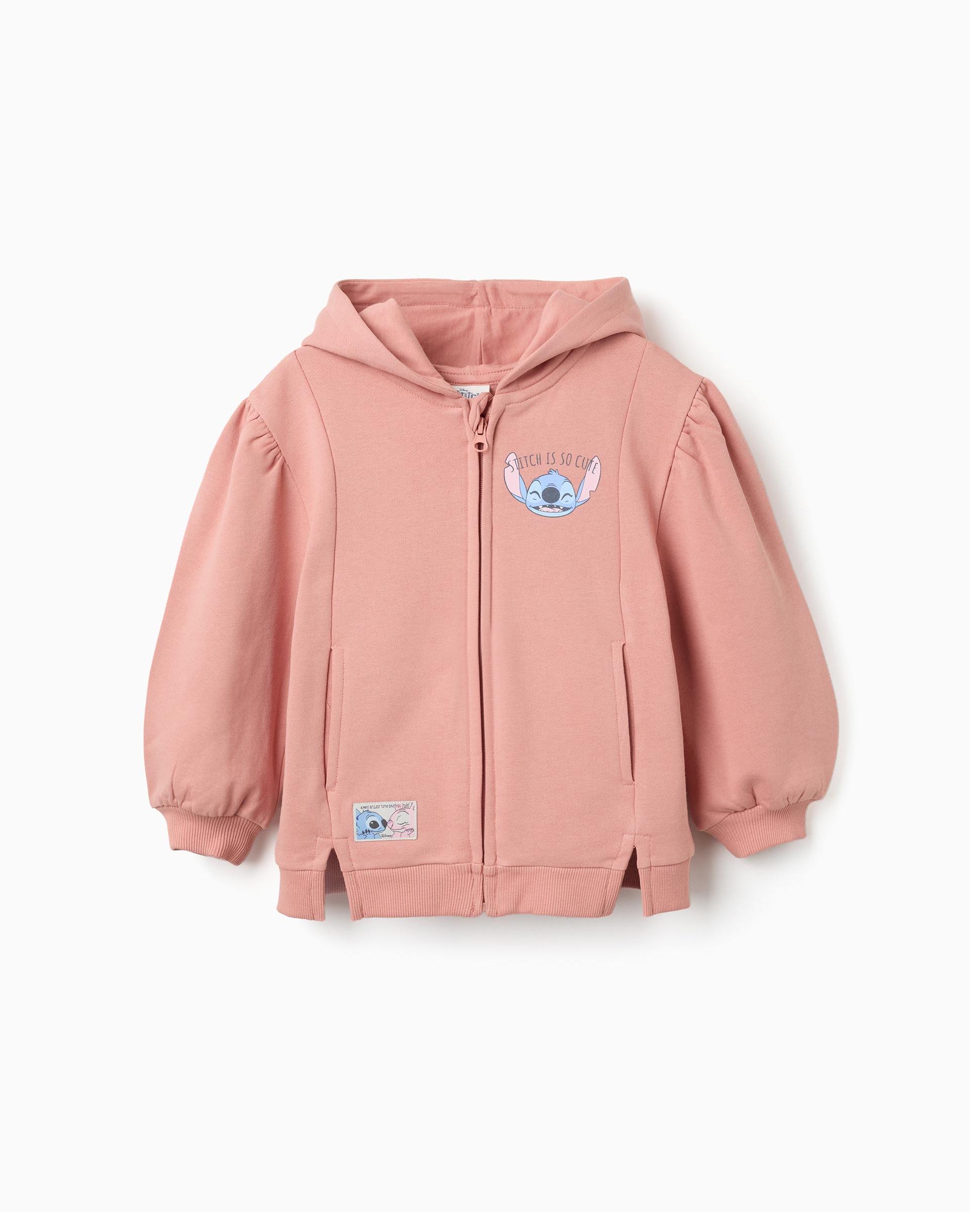 Imagen 0 de Sudadera de niña perchada y con estampados Stitch Rosa