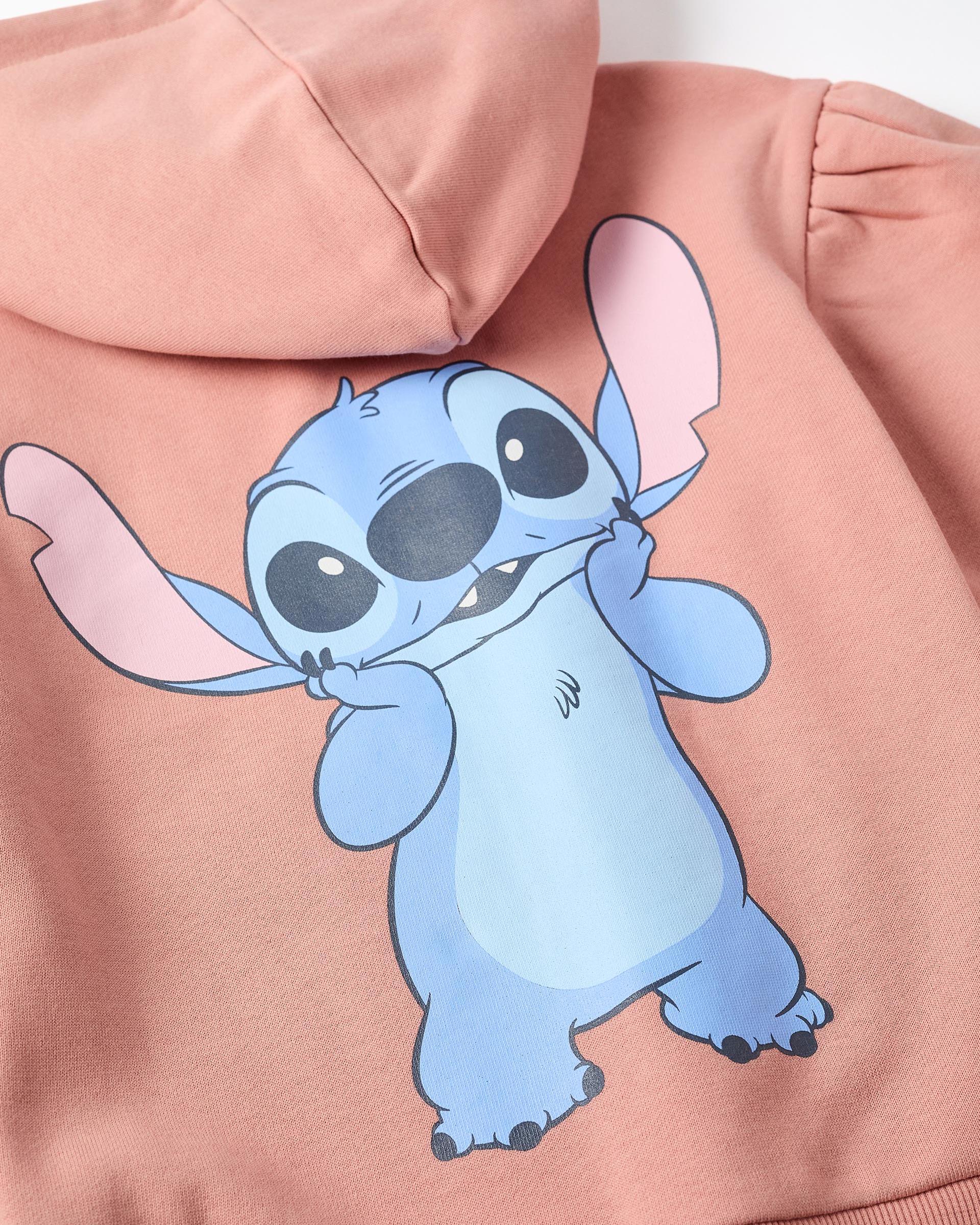 Sudadera de niña perchada y con estampados Stitch - Zippy - Rosa Rosa-4