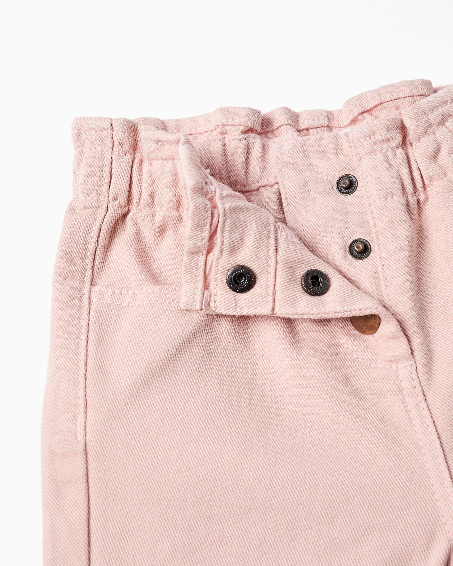 Pantalón de bebé niña de sarga y con cintura elástica paperbag - Zippy - Rosa Rosa-2