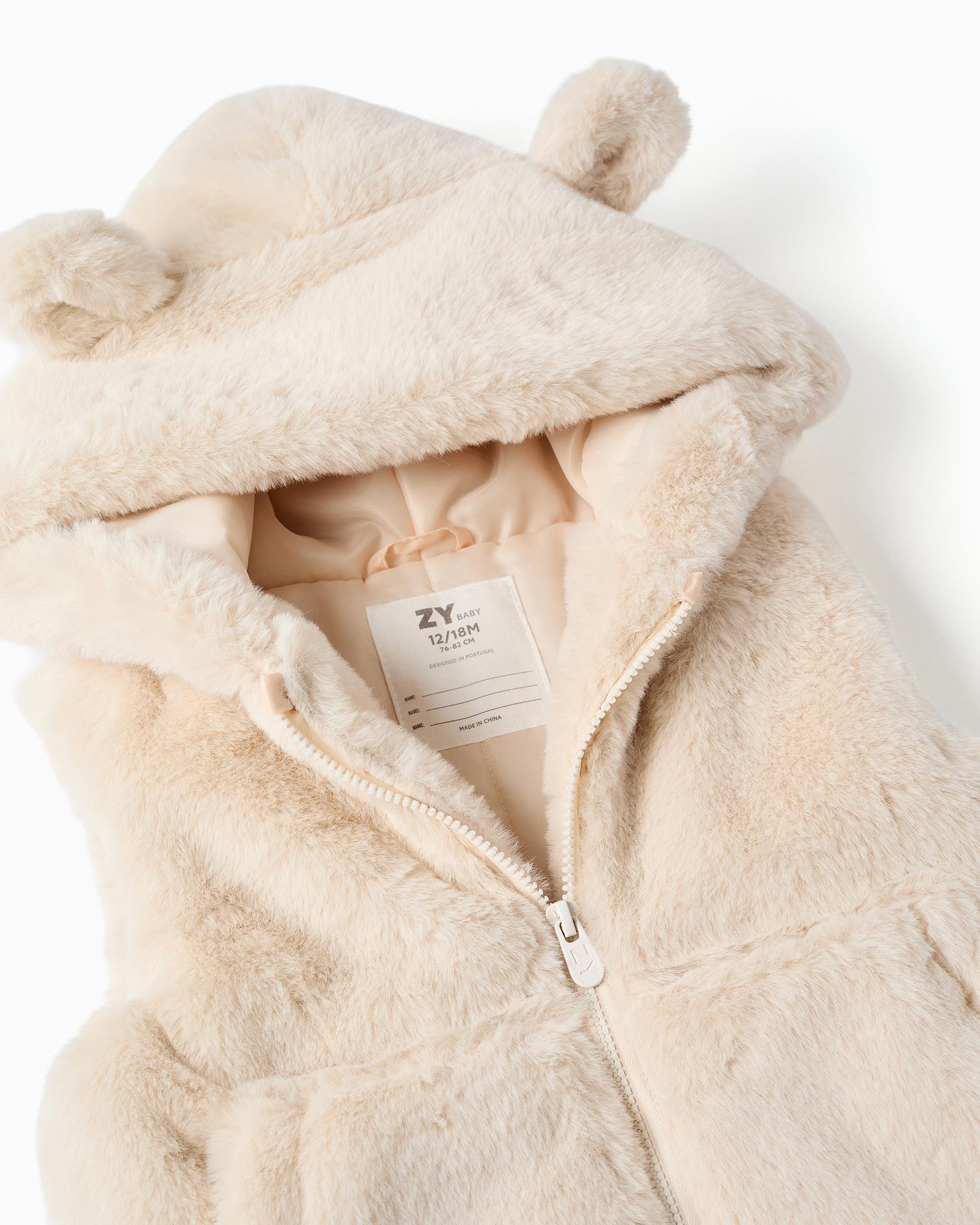 Imagen 2 de Chaleco de bebé niña con capucha y de pelo - Zippy - Beige Beige