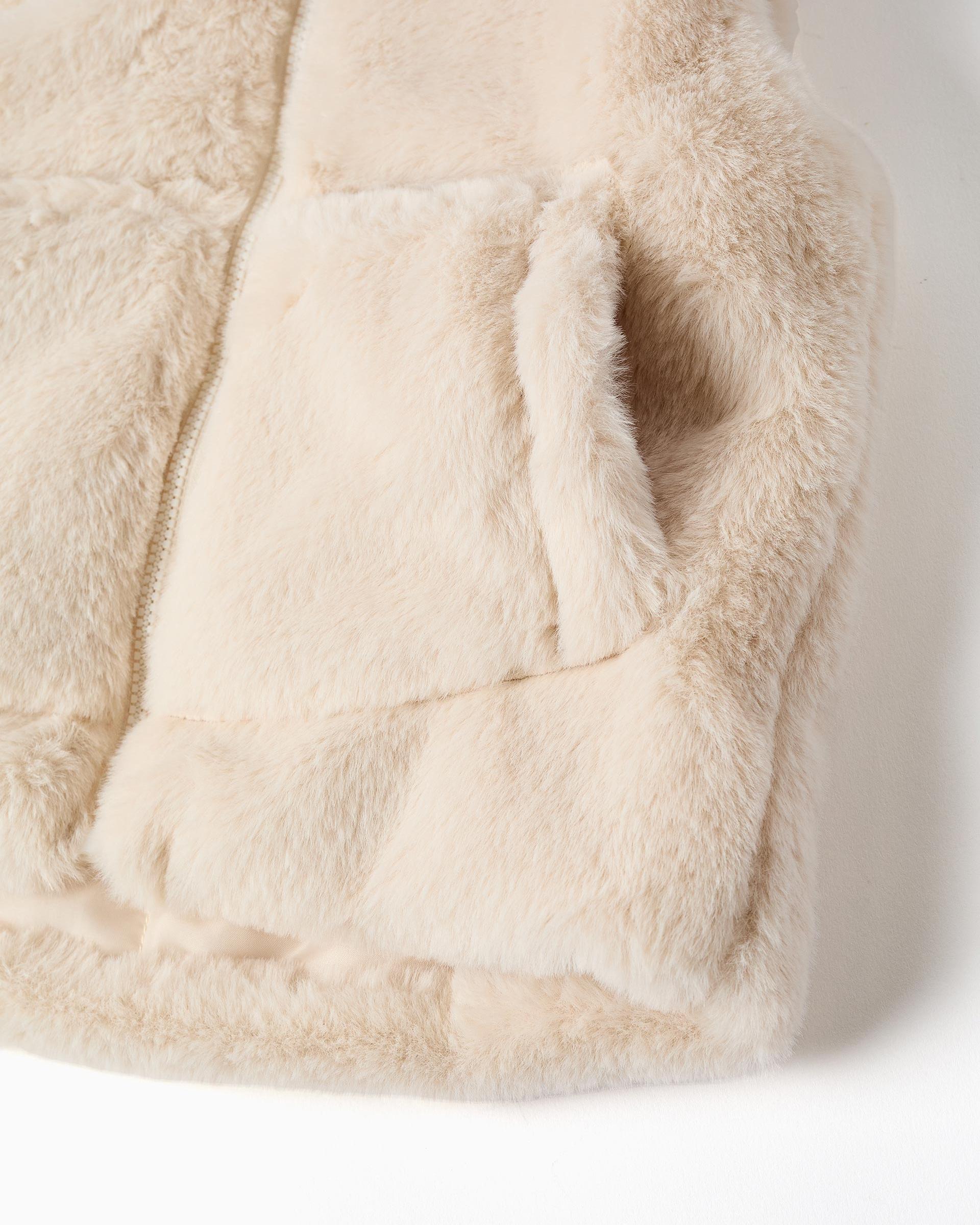 Imagen 4 de Chaleco de bebé niña con capucha y de pelo - Zippy - Beige Beige